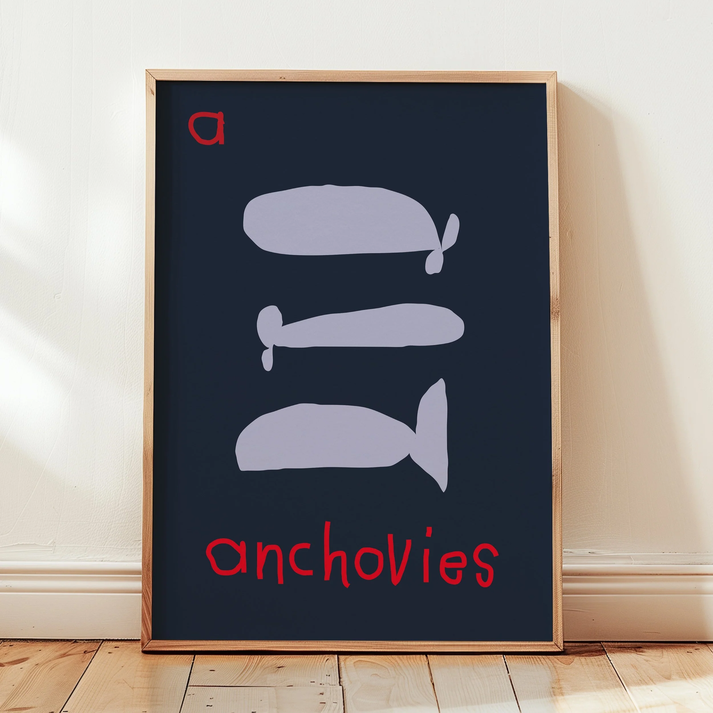 A for Anchovies- Alphabet Art Print - Image 4