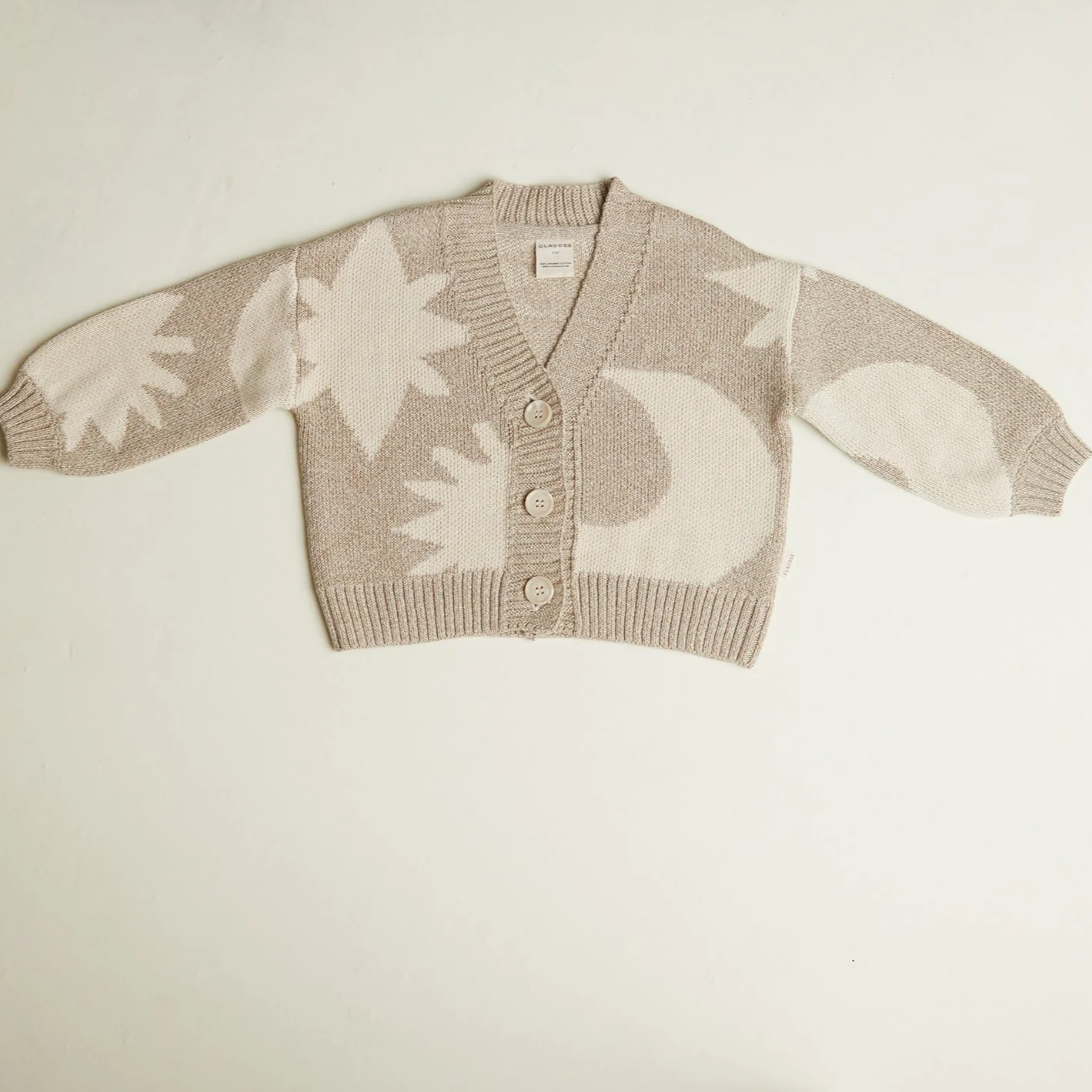 Abstract Neutral Moon and Star Knit Cardigan - Image 5