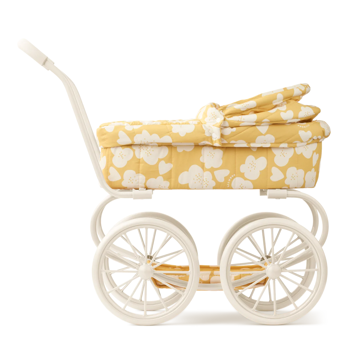 Adaline Flower Print Traditional Dolls Pram (Lemon Yellow) - Image 2
