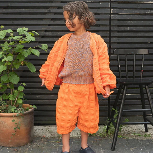 Adult Kit Giant Seersucker Cotton Board Shorts (Orange) - Image 4