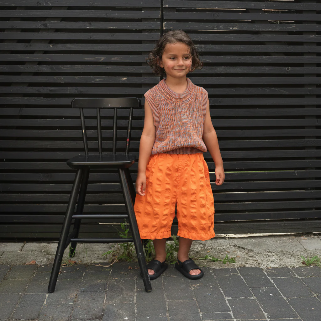 Adult Kit Giant Seersucker Cotton Board Shorts (Orange) - Image 7