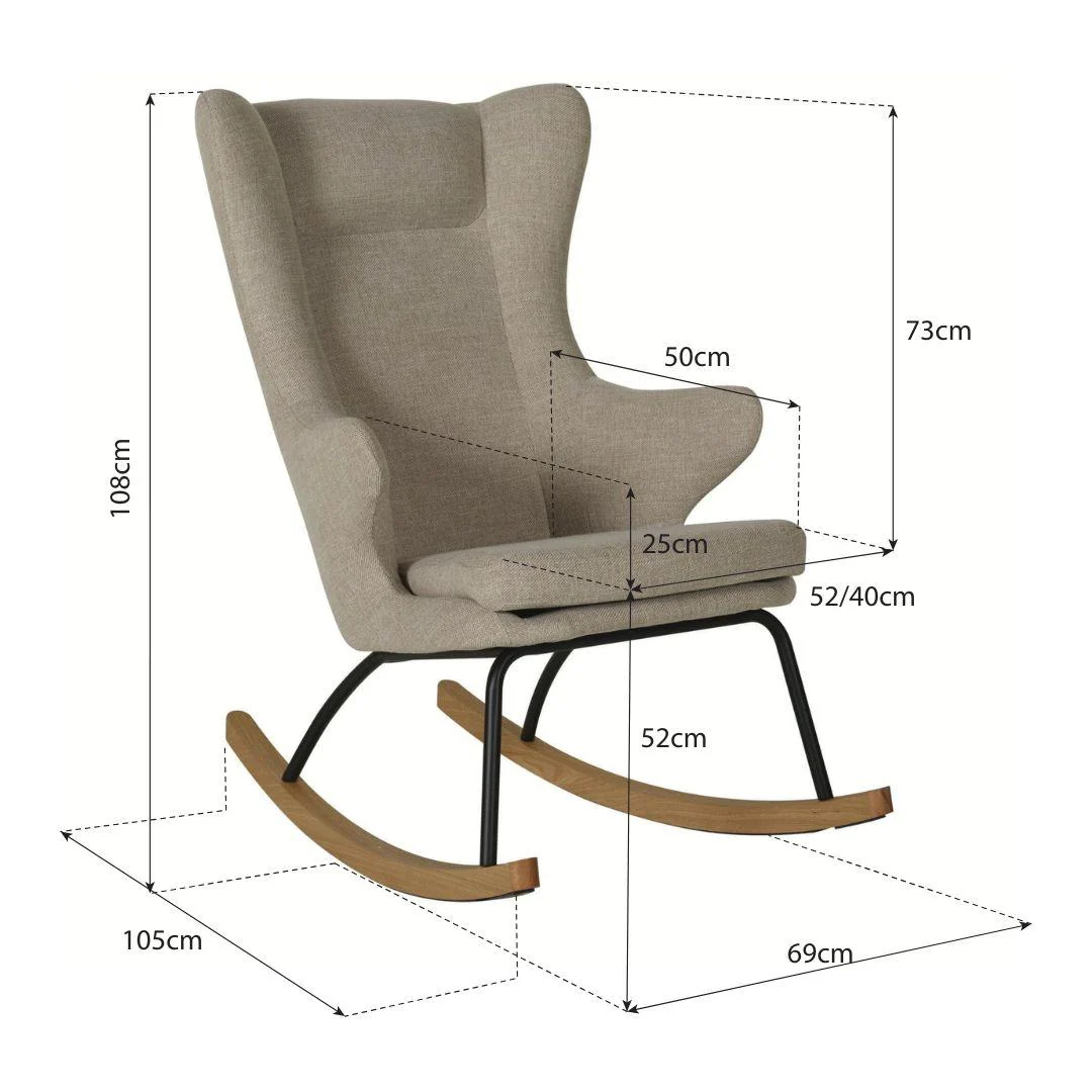 Adults Rocking Chair De Luxe (Sand Grey) - Image 6