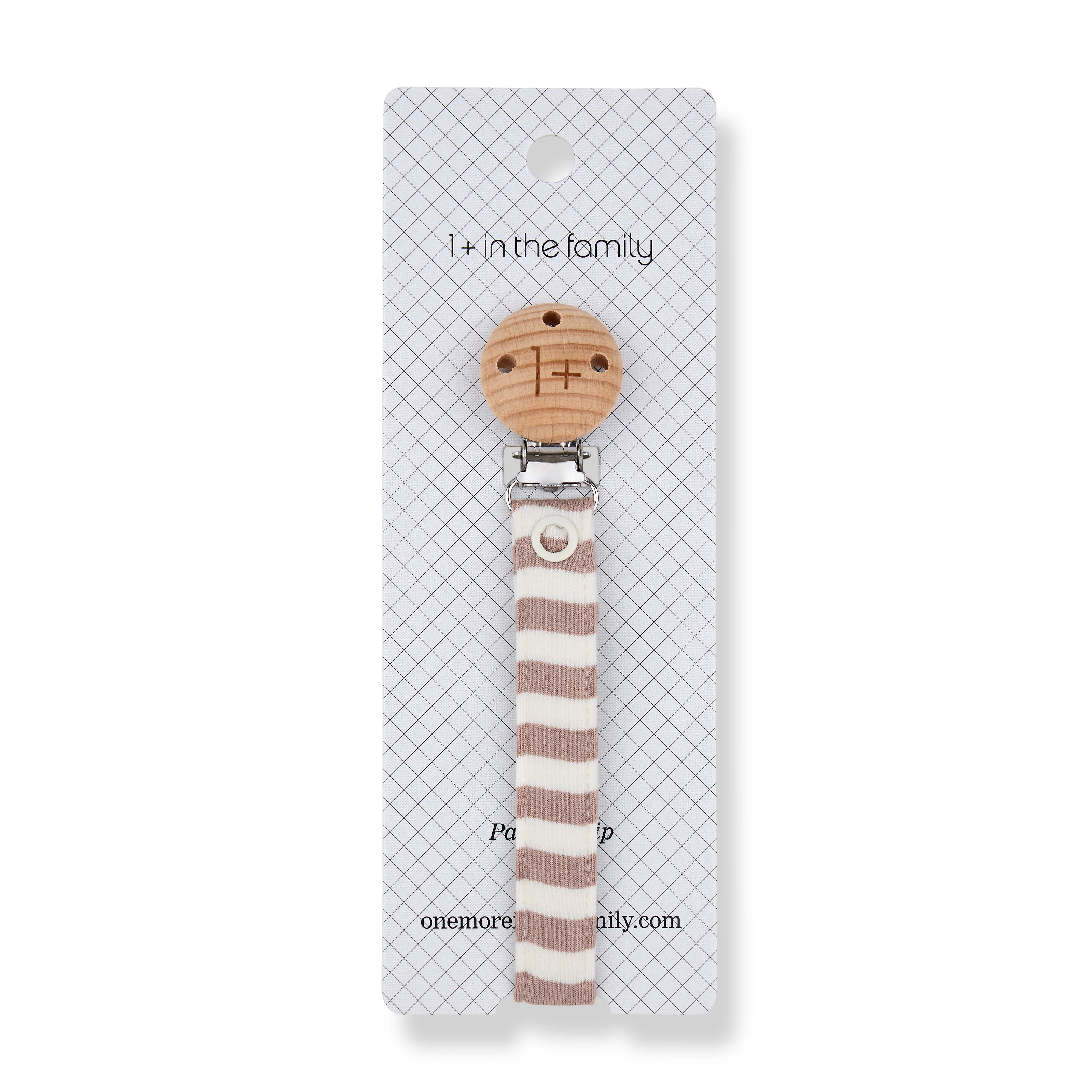 Aina Striped Dummy Pacifier Clip (Taupe) - Image 2