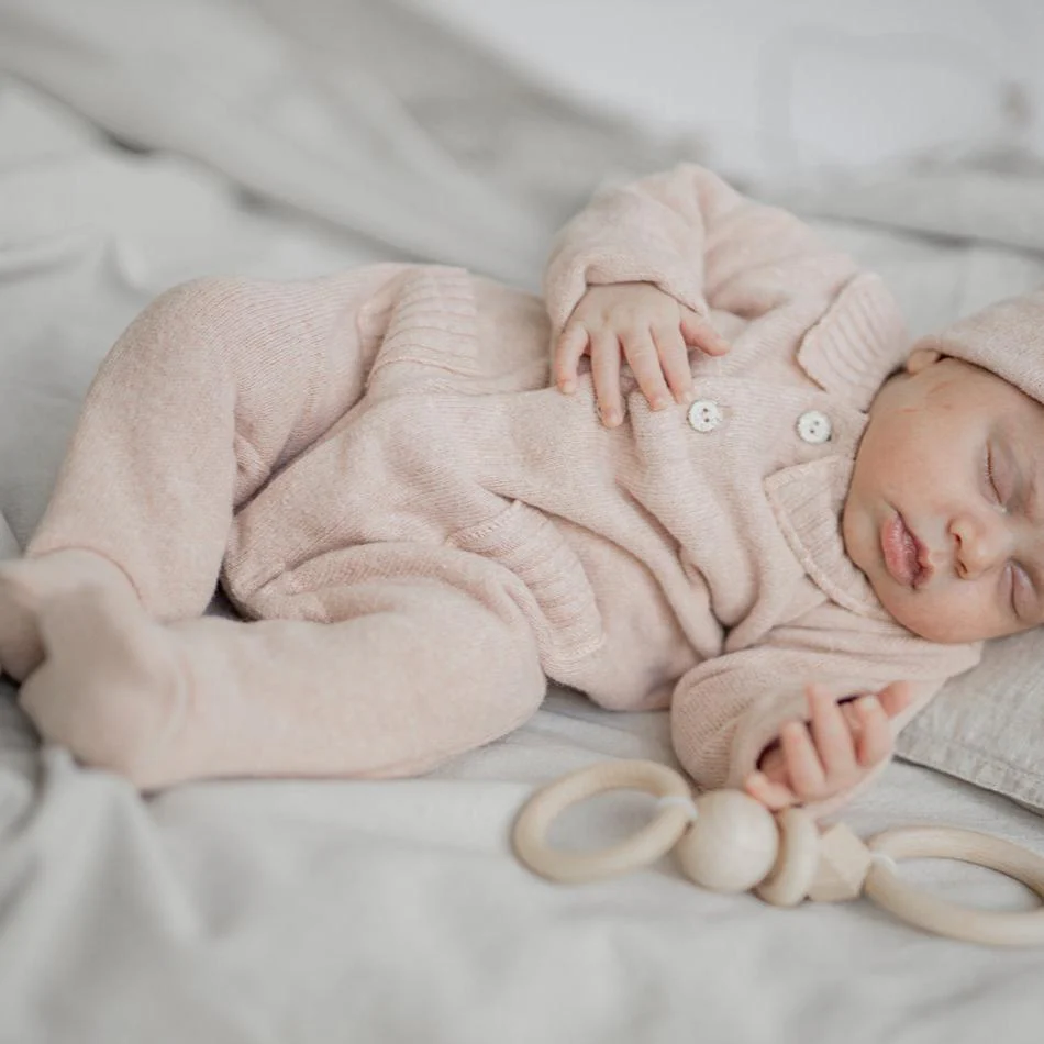 Alexia Collared Baby Onesie with Feet (Nude) - Image 3