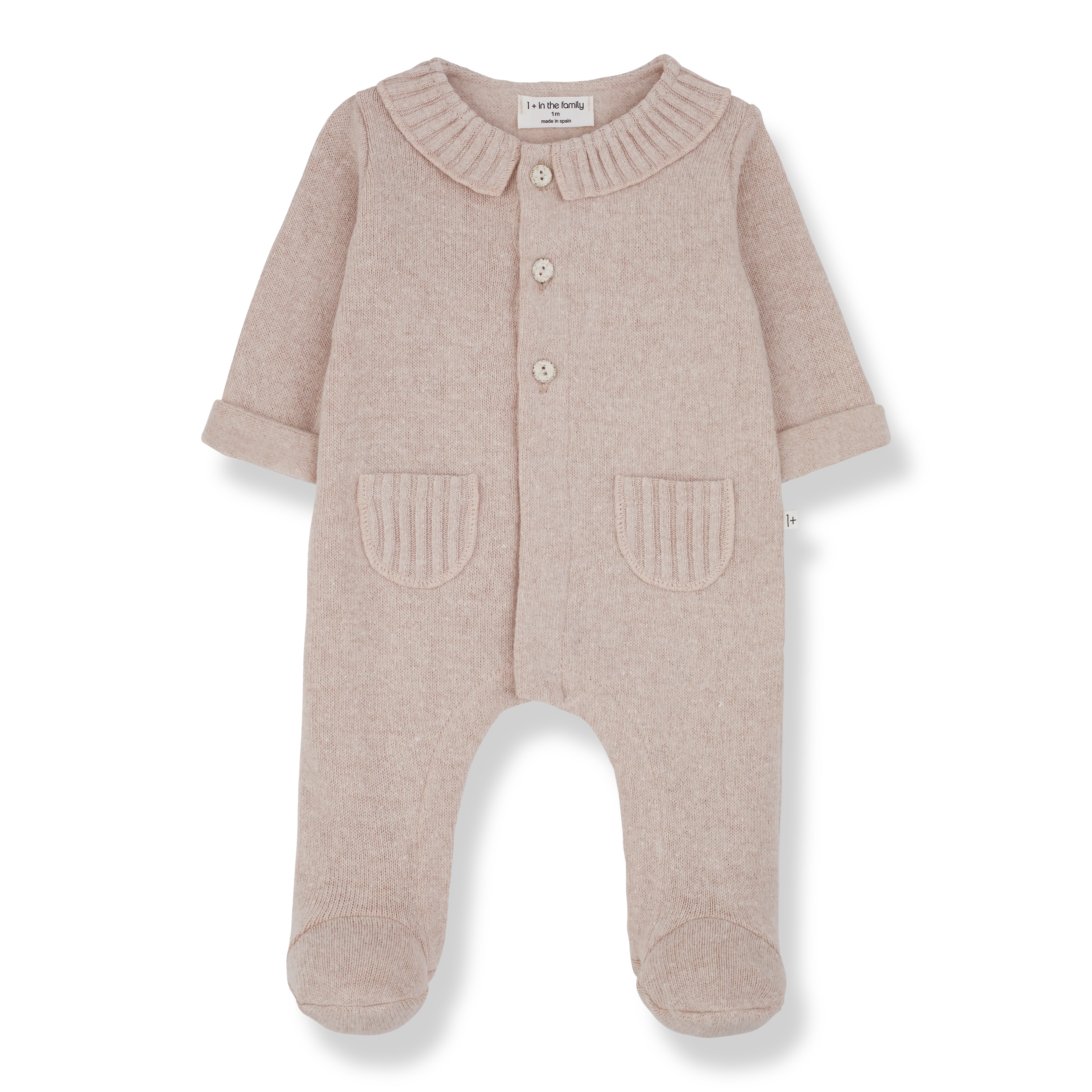 Alexia Collared Baby Onesie with Feet (Nude) - Image 4
