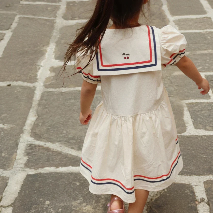 Allie Sailor Cotton Dress (Eggnog)
