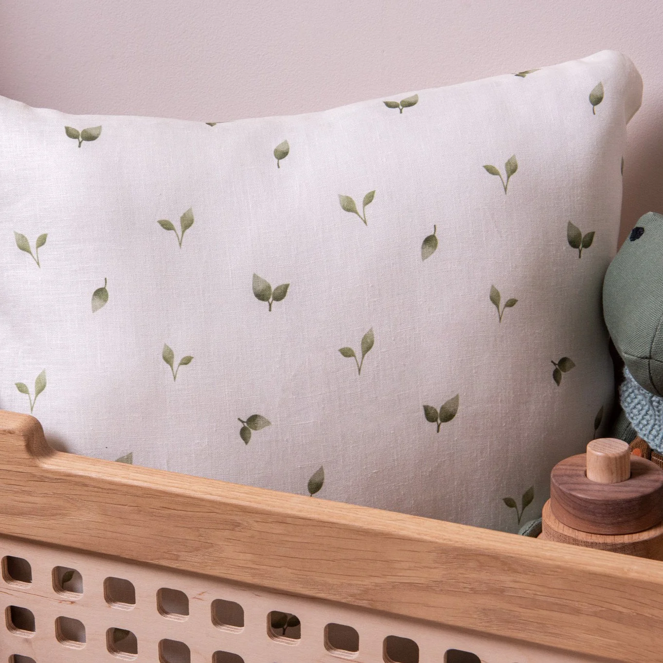 Allotment Leaf Print Linen Cushion - Image 3