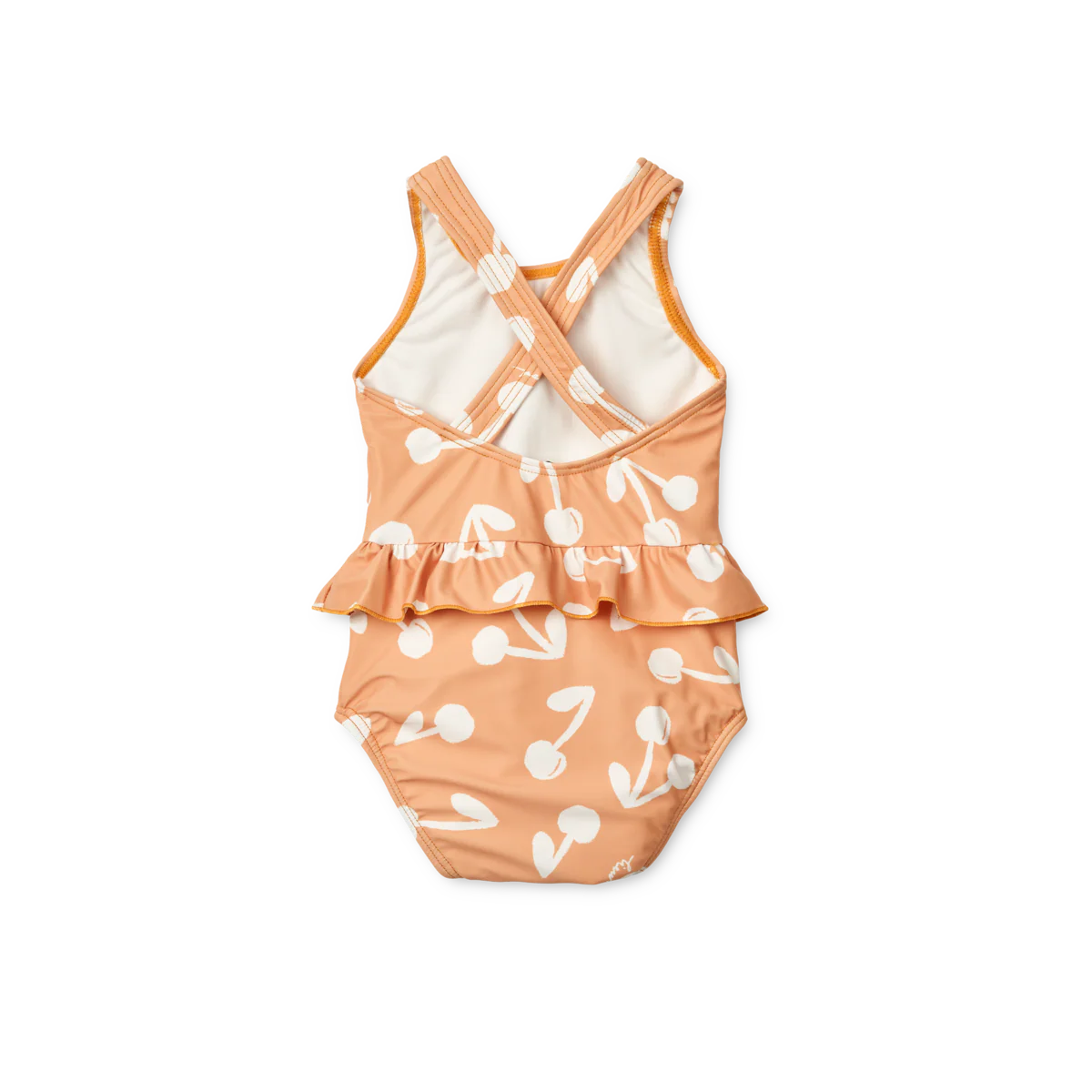 Amina Cherry Print Peplum Baby Swimsuit (Light Apricot) - Image 2