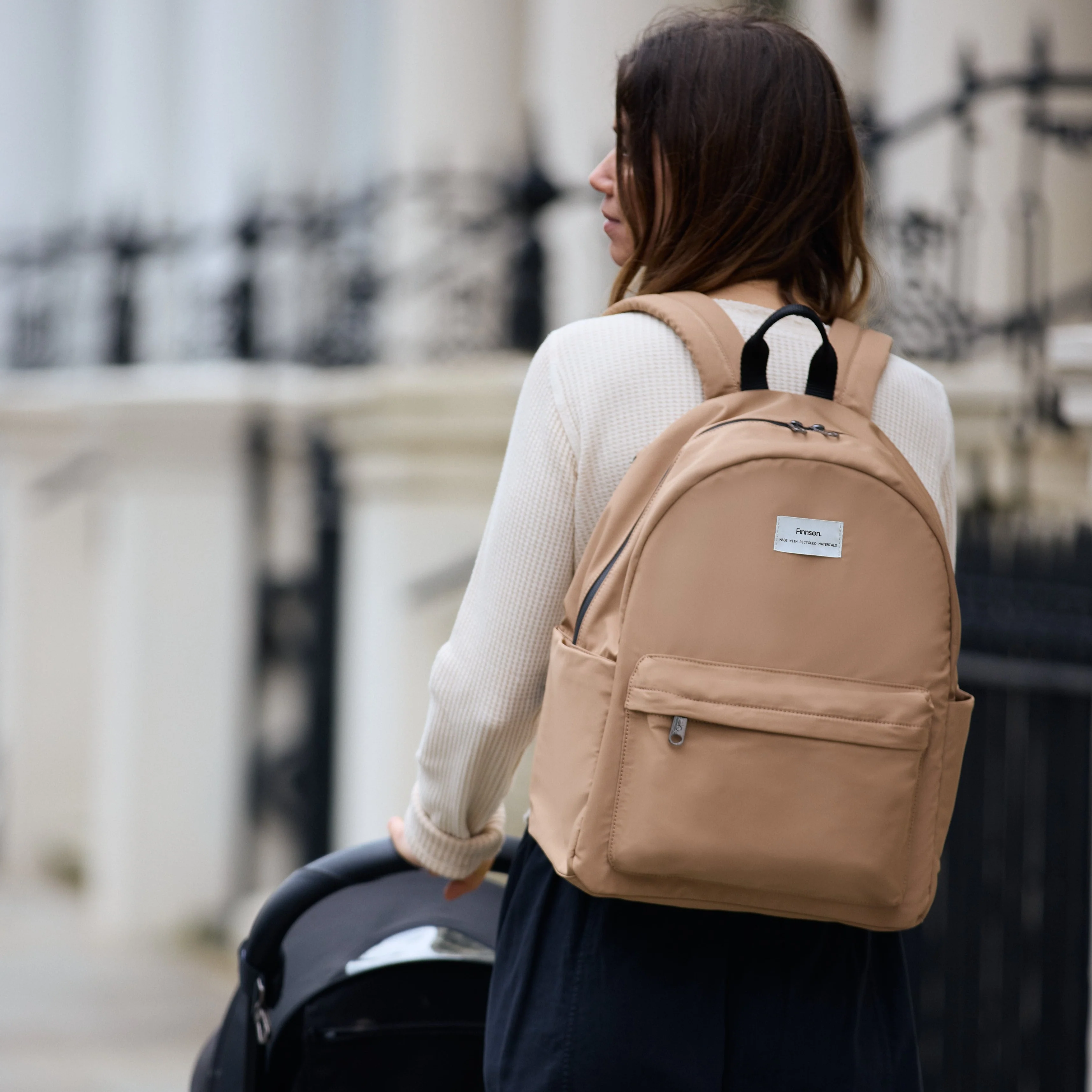 Ana Eco Baby Change Backpack + Quilted Change Mat (Camel) - Image 3