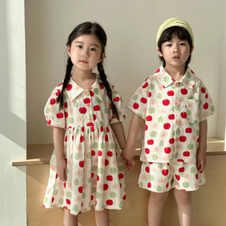 Apple Print Collar Dress - Image 5