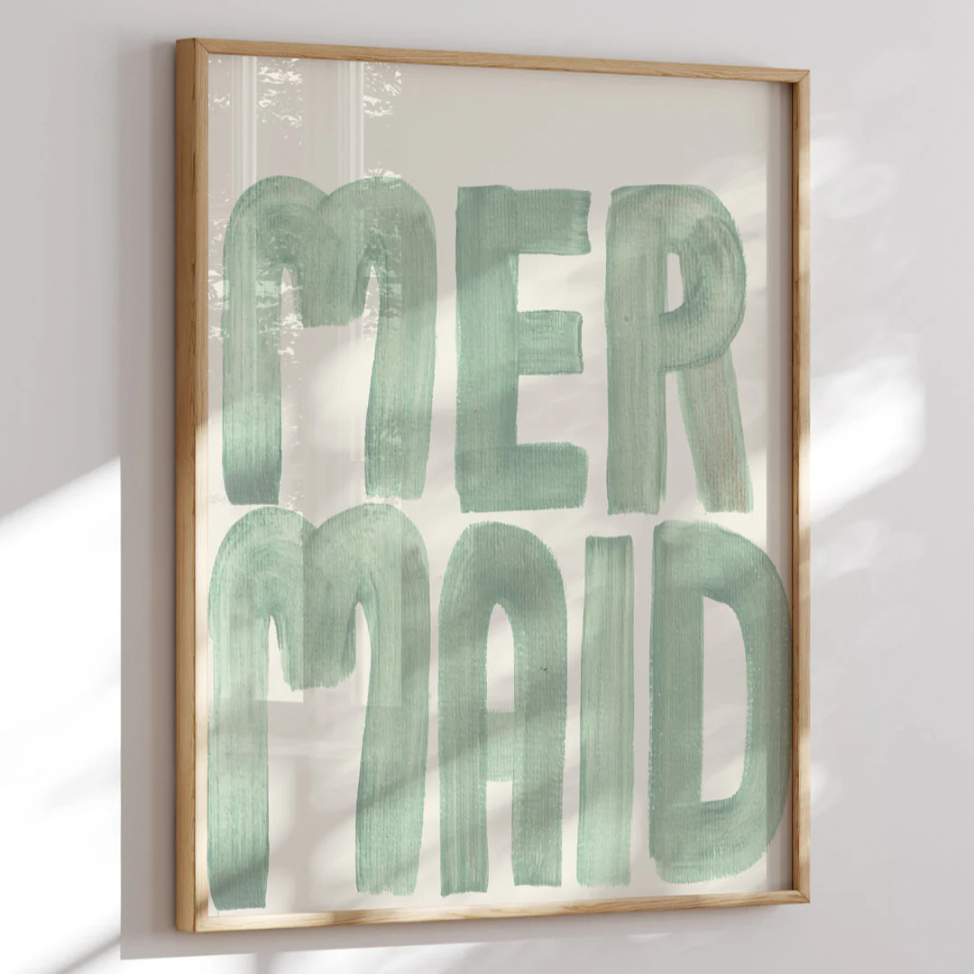 Aqua Mermaid Word-Art Print