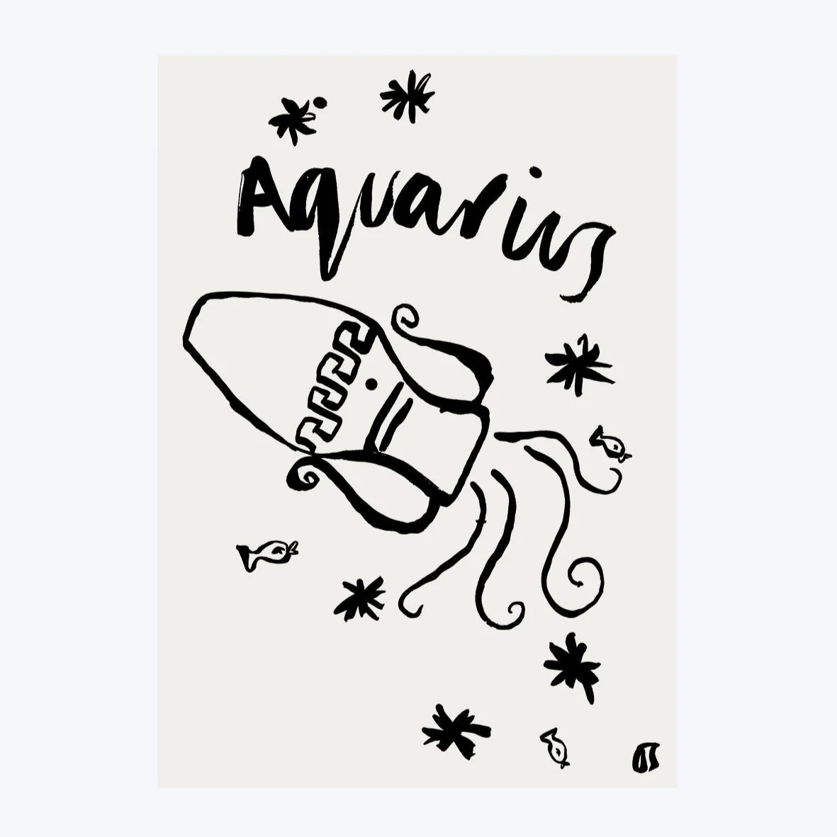 Aquarius Star Sign Art Print - Image 3