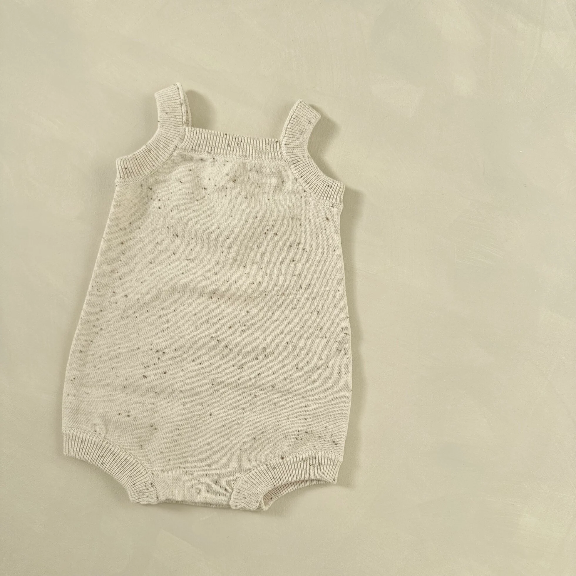 Ari Cocoa Flecked Cotton Baby Romper - Image 3