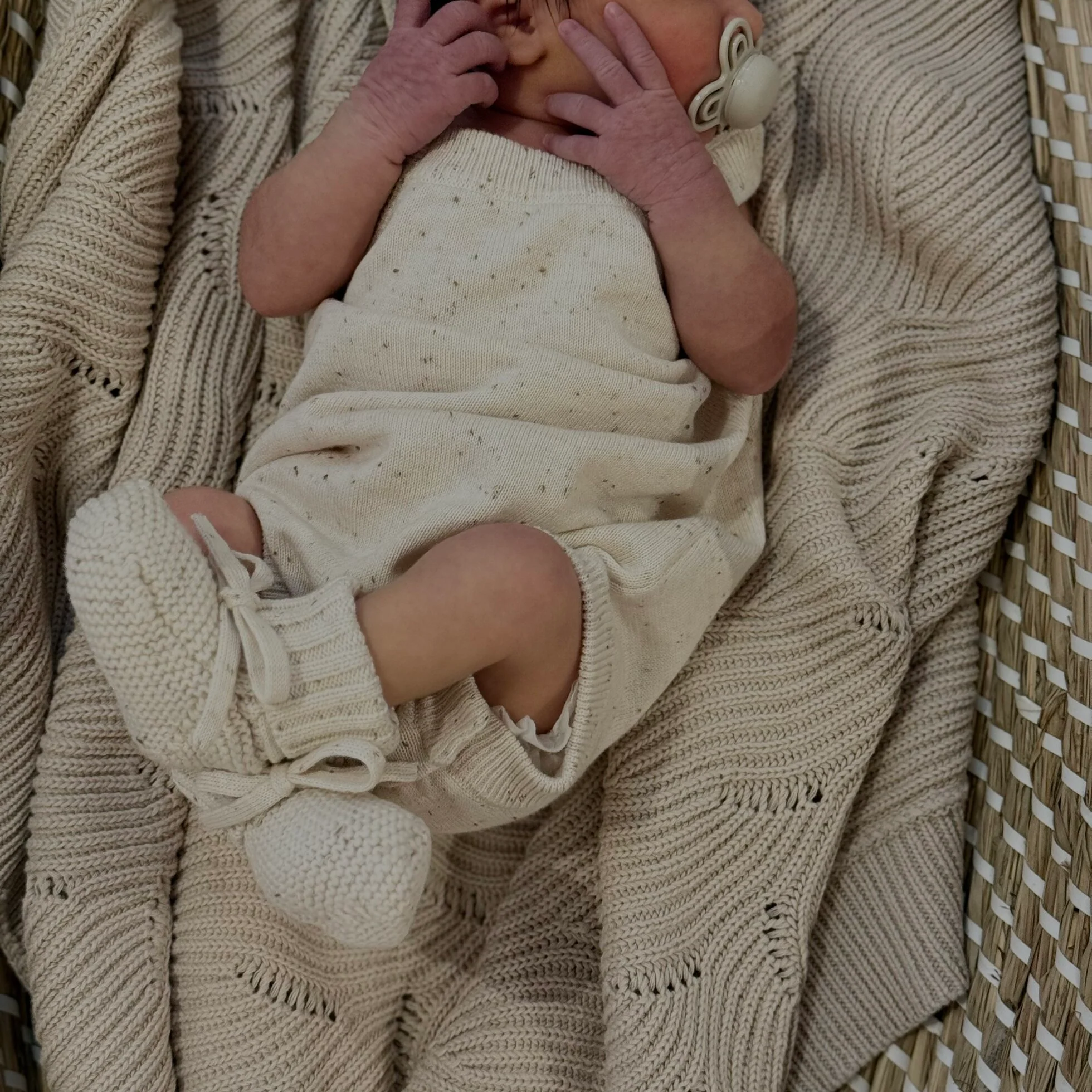 Ari Cocoa Flecked Cotton Baby Romper - Image 4