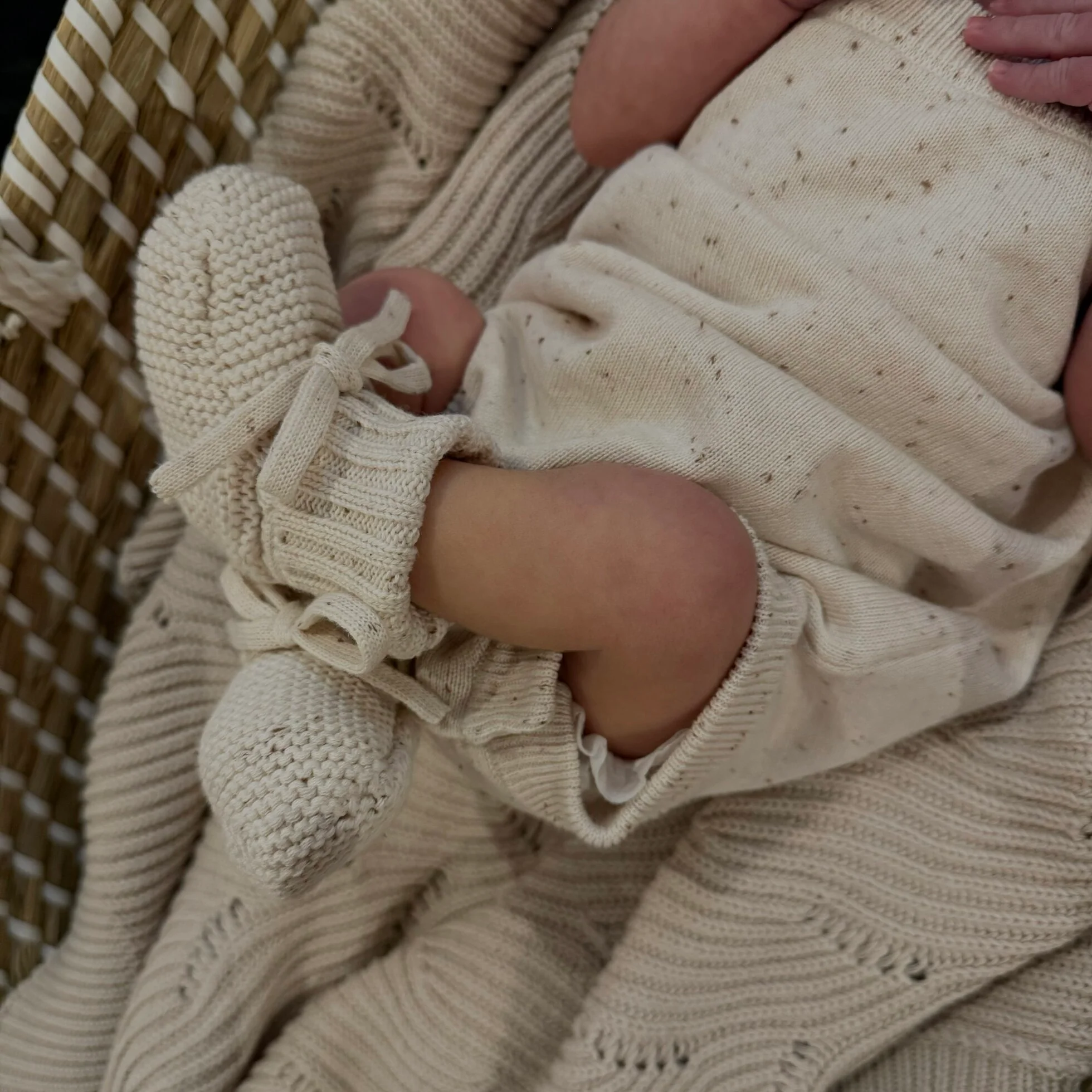 Ari Cocoa Flecked Cotton Baby Romper - Image 6