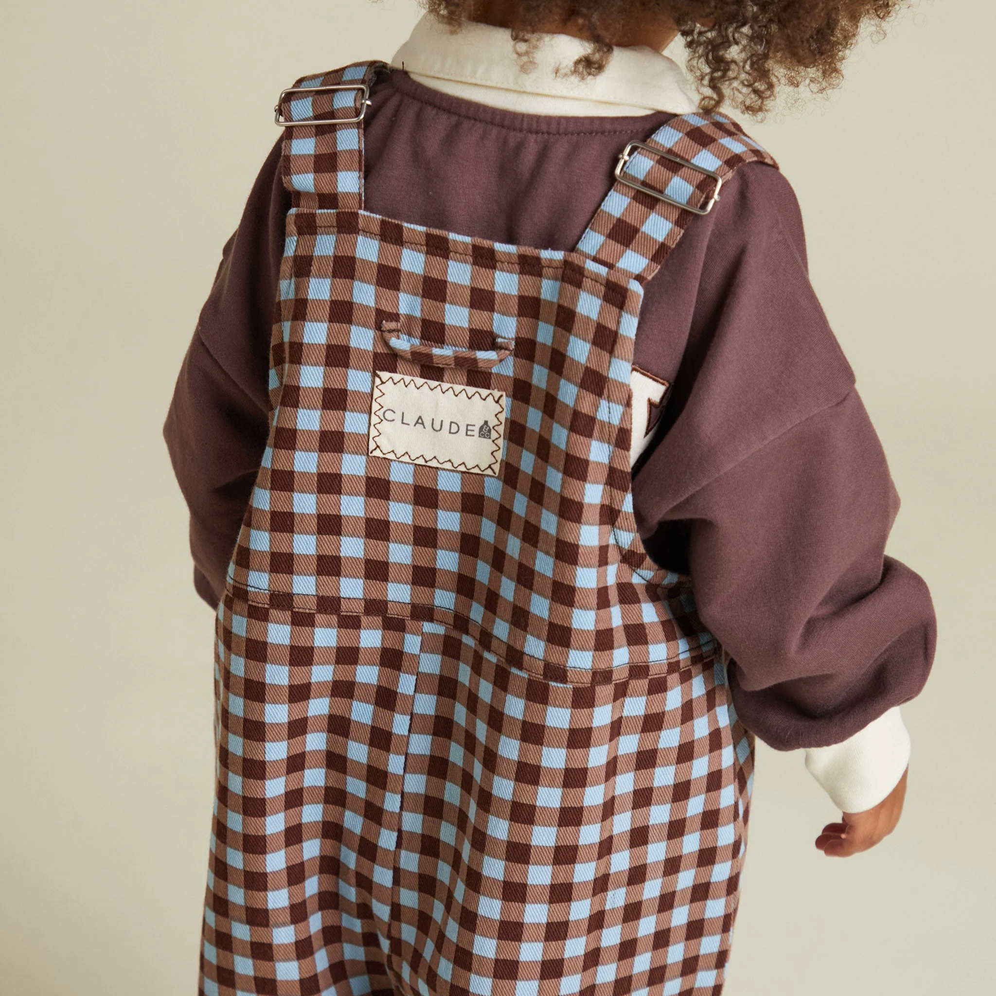August Sky Gingham Cotton Dungarees - Image 3