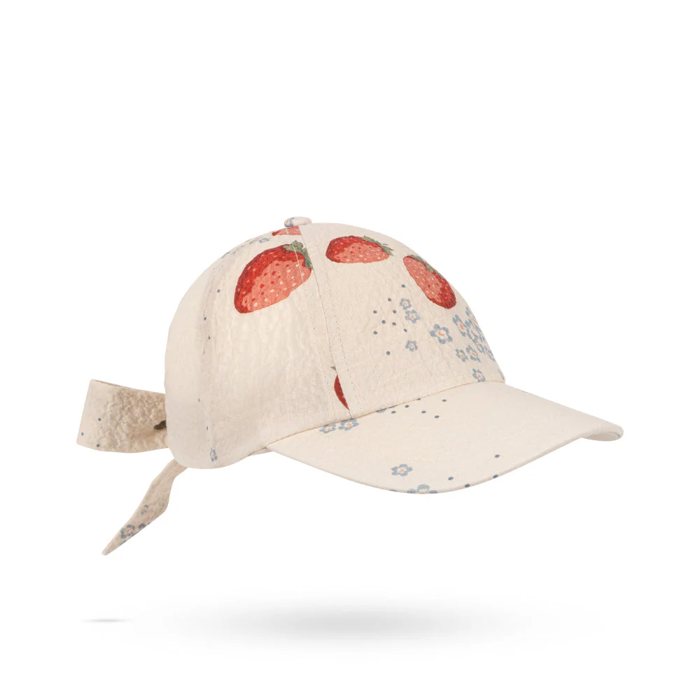 Ava Strawberry Print Bow Cap (Marmelade Sun)