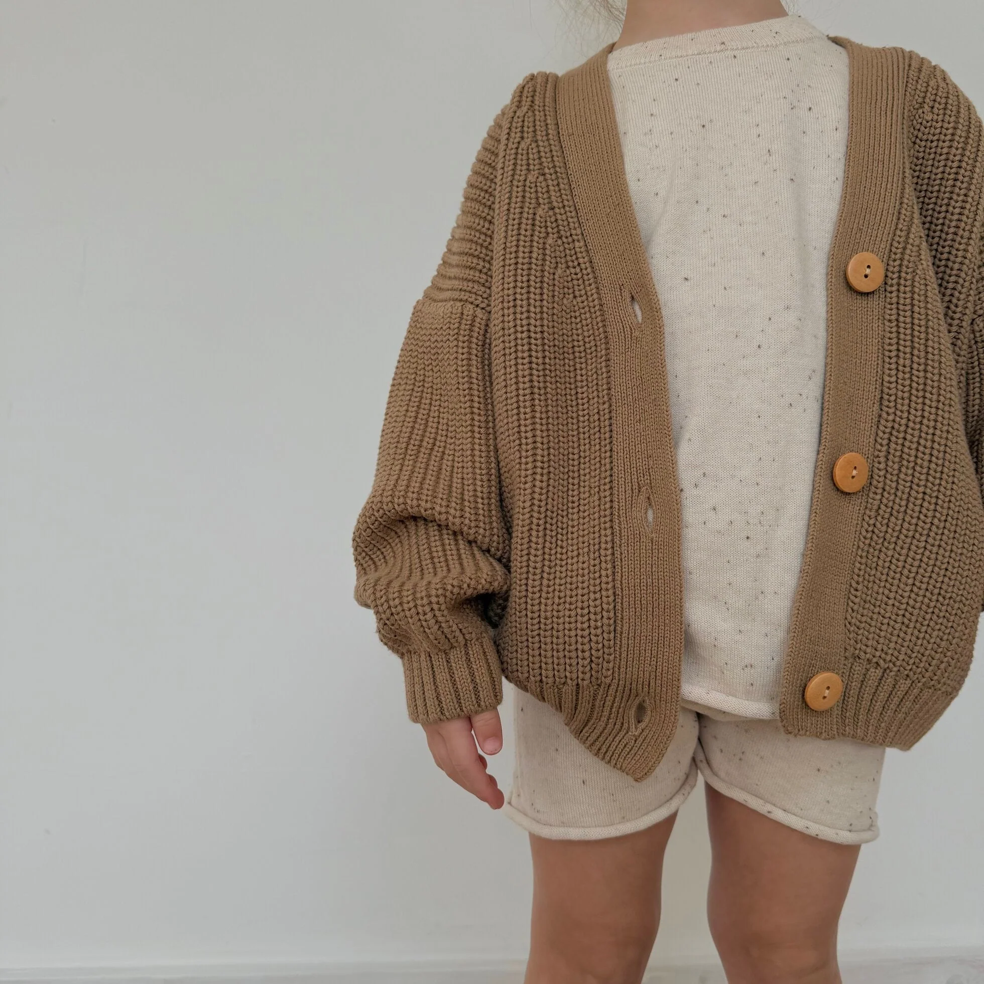 Avery Chunky Knit Oversize Cardigan (Latte) - Image 10