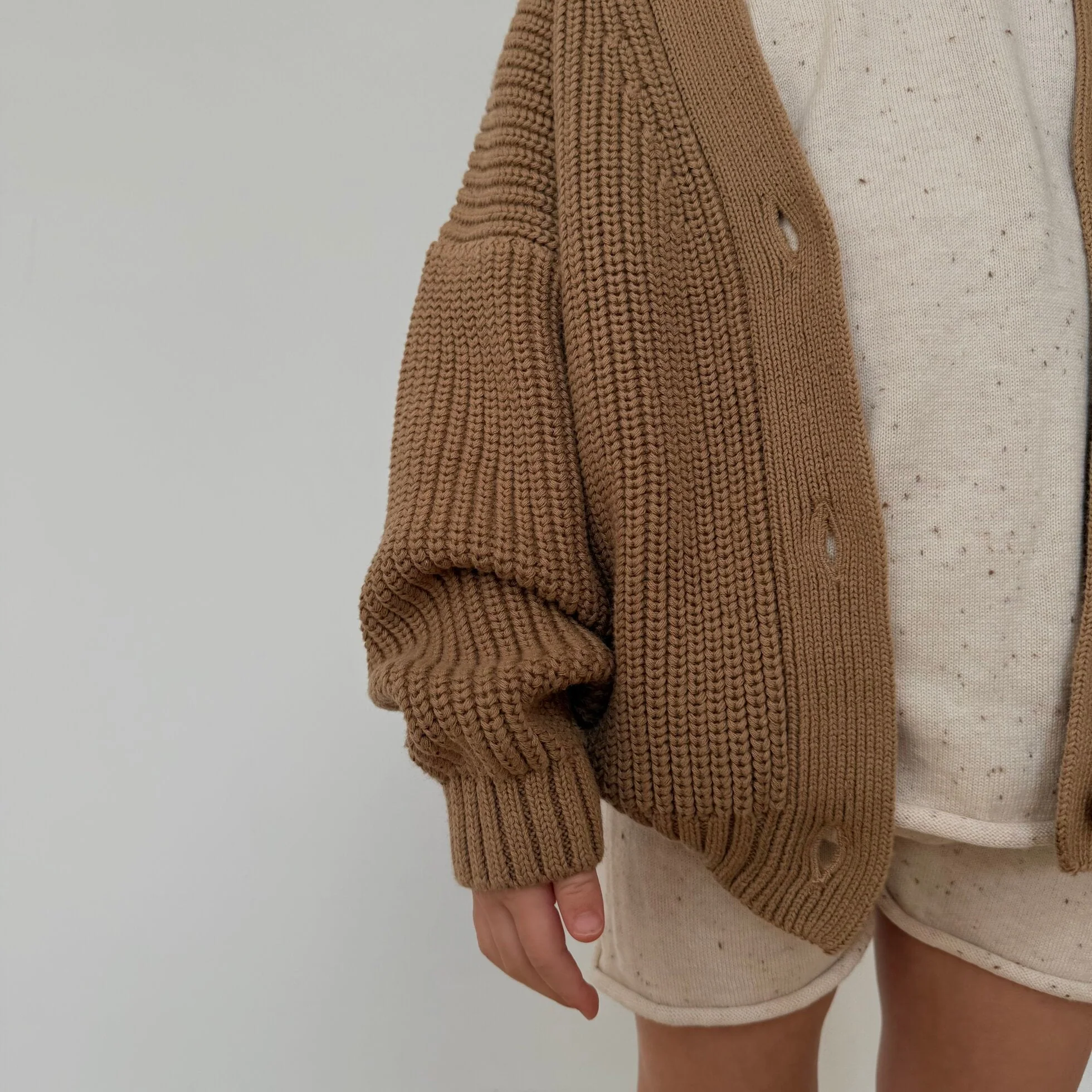 Avery Chunky Knit Oversize Cardigan (Latte) - Image 11