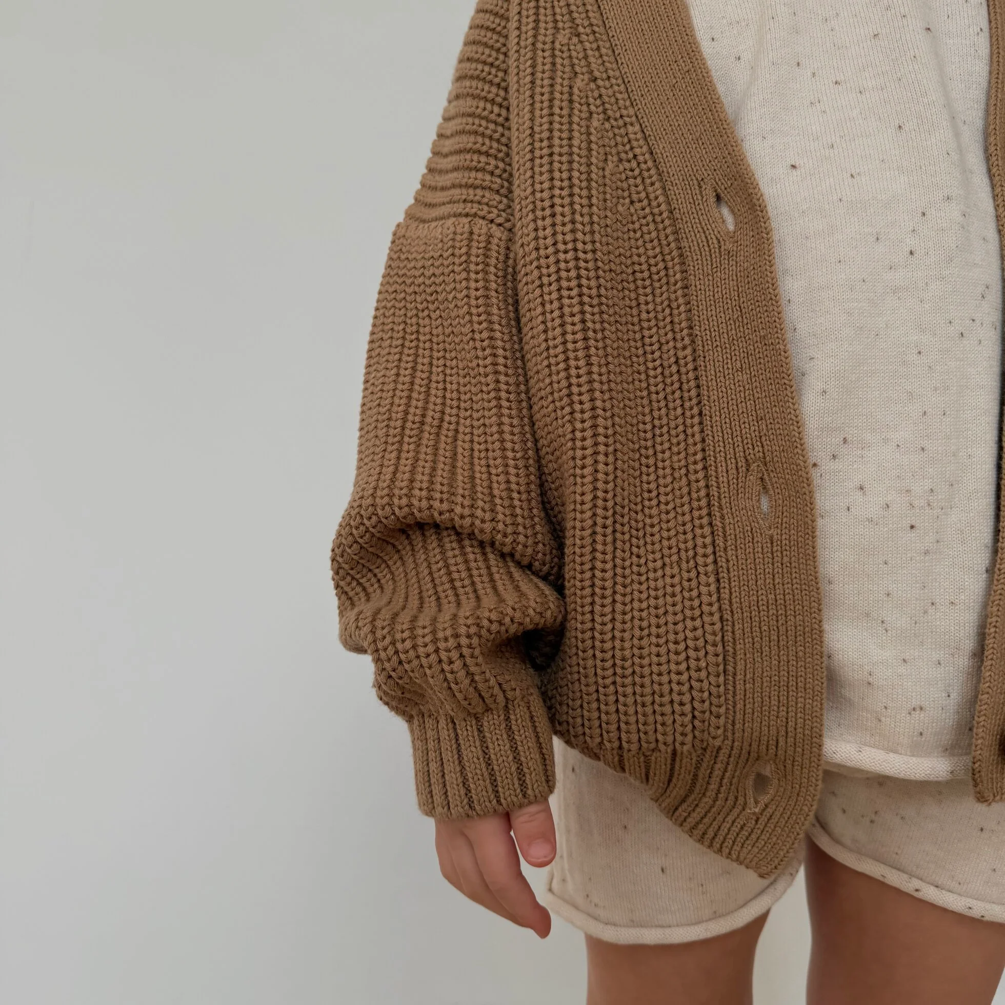 Avery Chunky Knit Oversize Cardigan (Latte) - Image 14