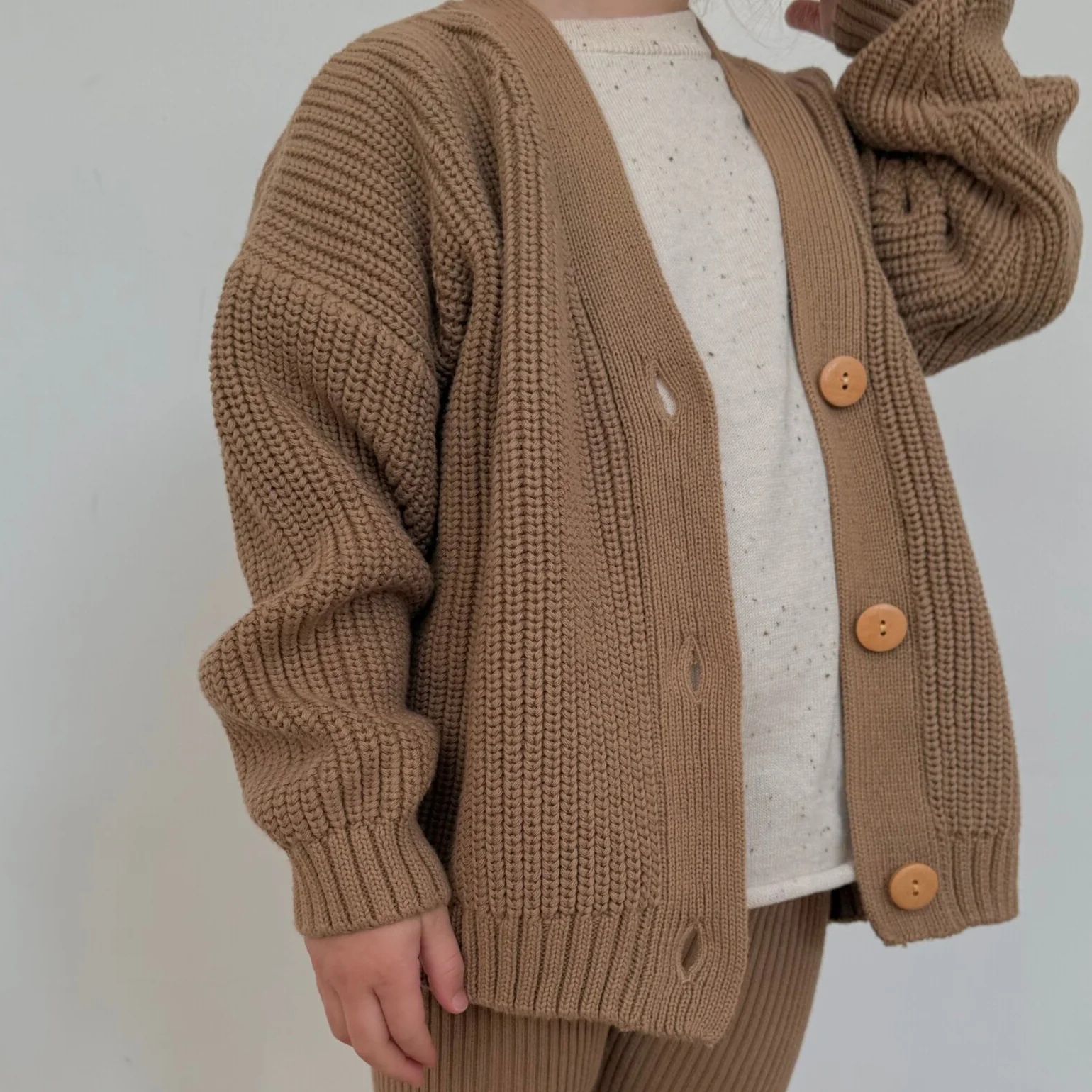 Avery Chunky Knit Oversize Cardigan (Latte) - Image 5