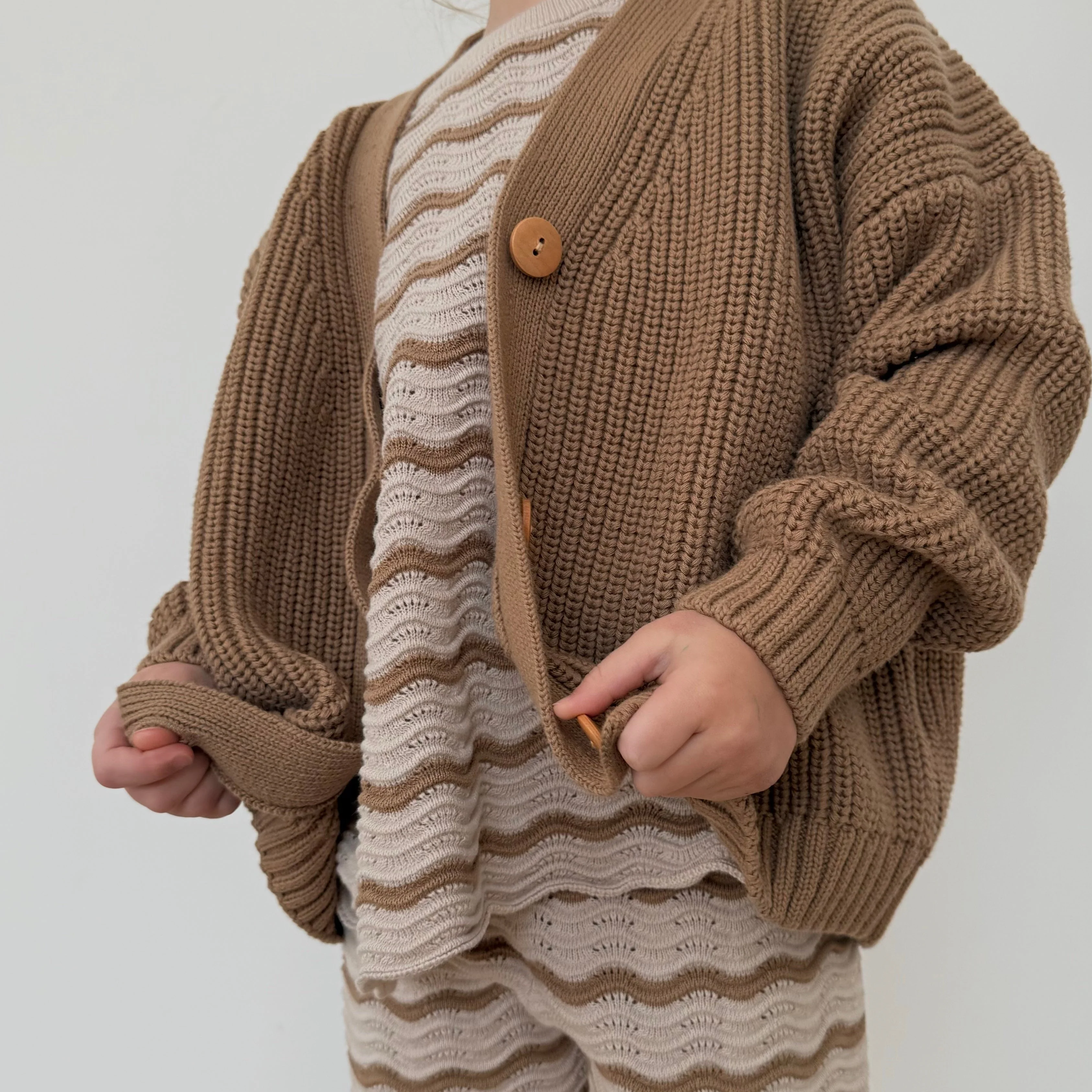Avery Chunky Knit Oversize Cardigan (Latte) - Image 7