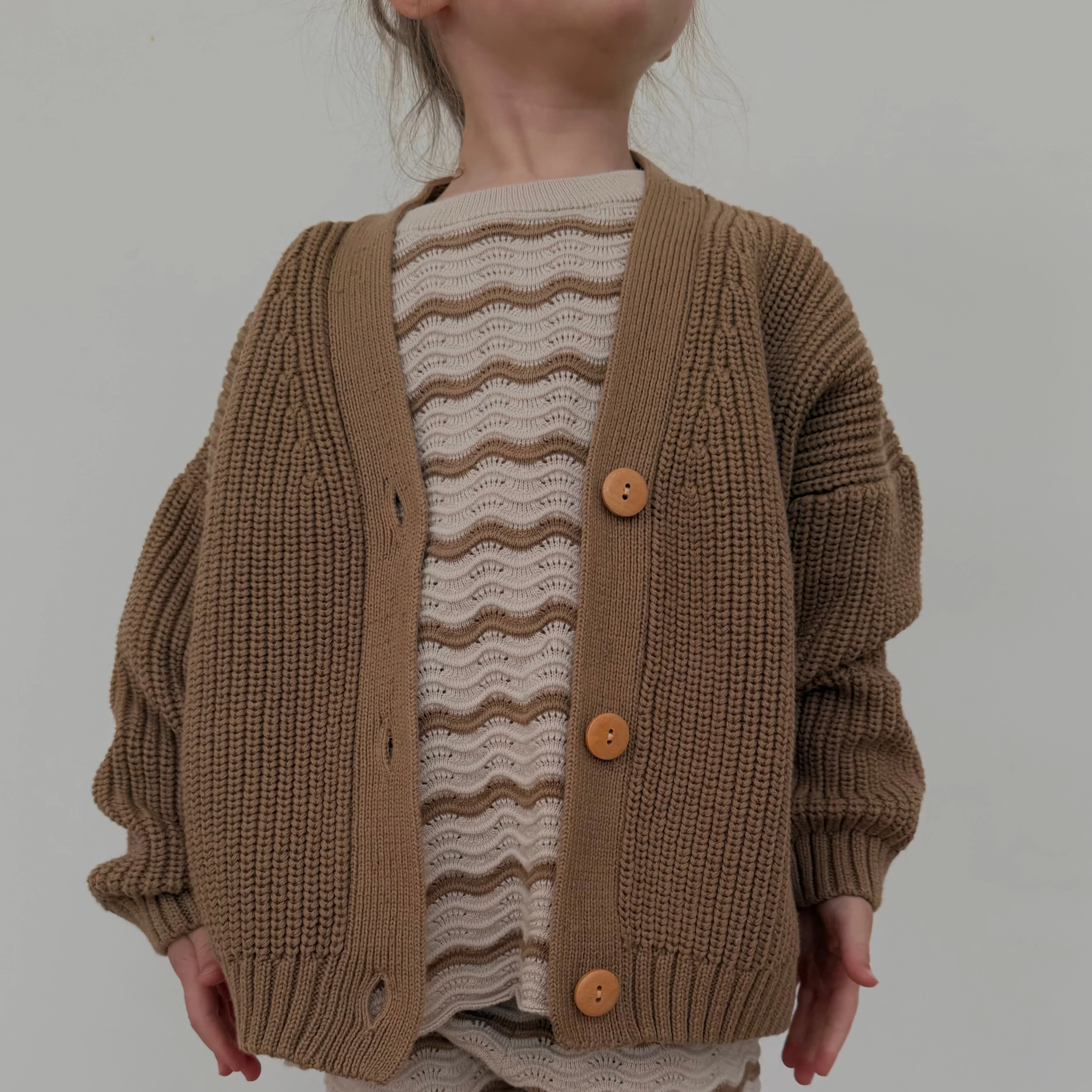 Avery Chunky Knit Oversize Cardigan (Latte) - Image 8