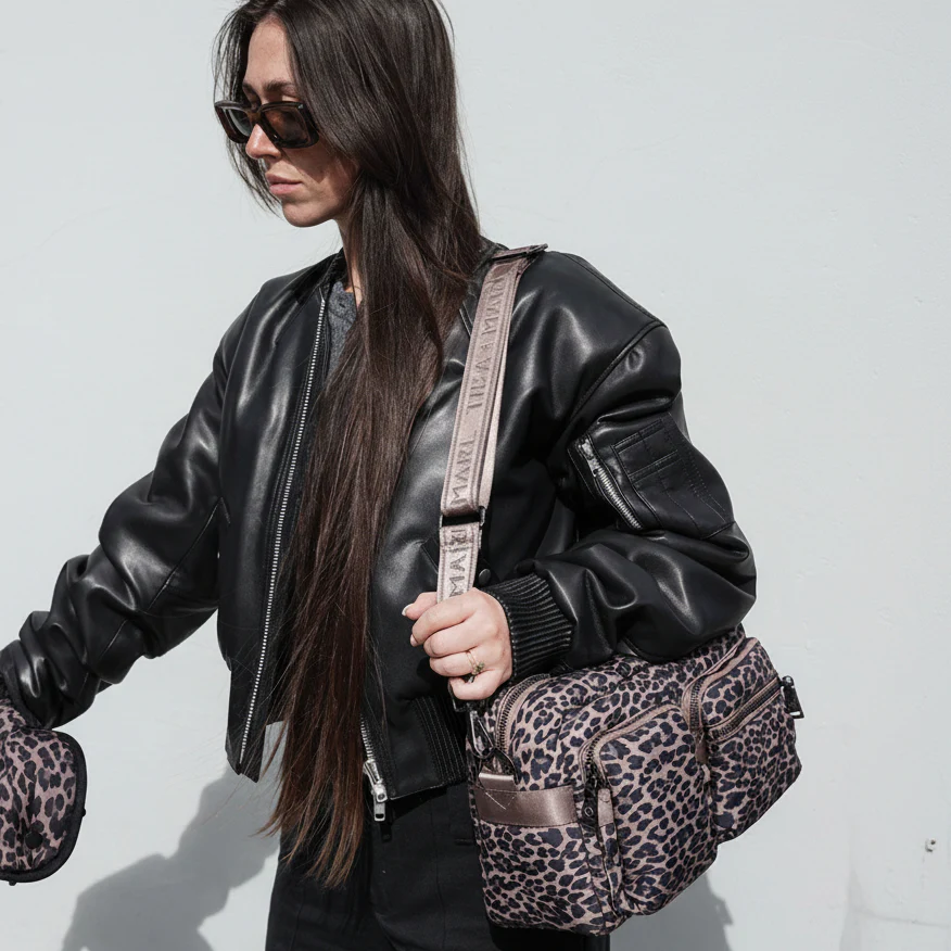 Axel Cross-Body Changing Bag Buggy Organiser (Brown Tonal Leopard) - Image 4