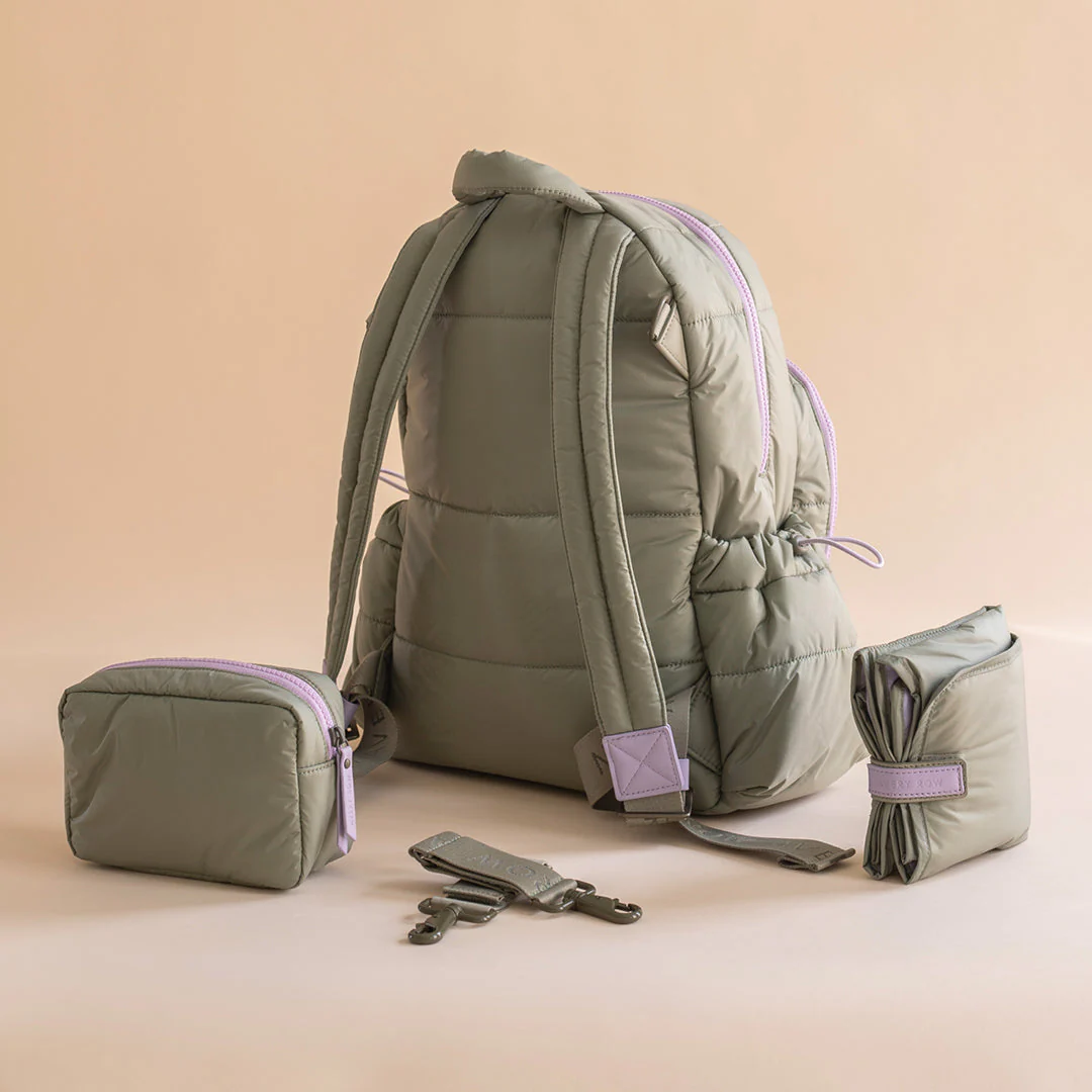 Baby Changing Backpack with Stroller Clips, Mat + Pouch (Olive) - Image 16