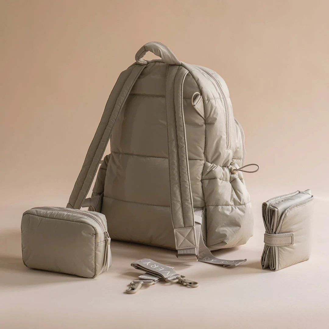 Baby Changing Backpack with Stroller Clips, Mat + Pouch (Oyster) - Image 16