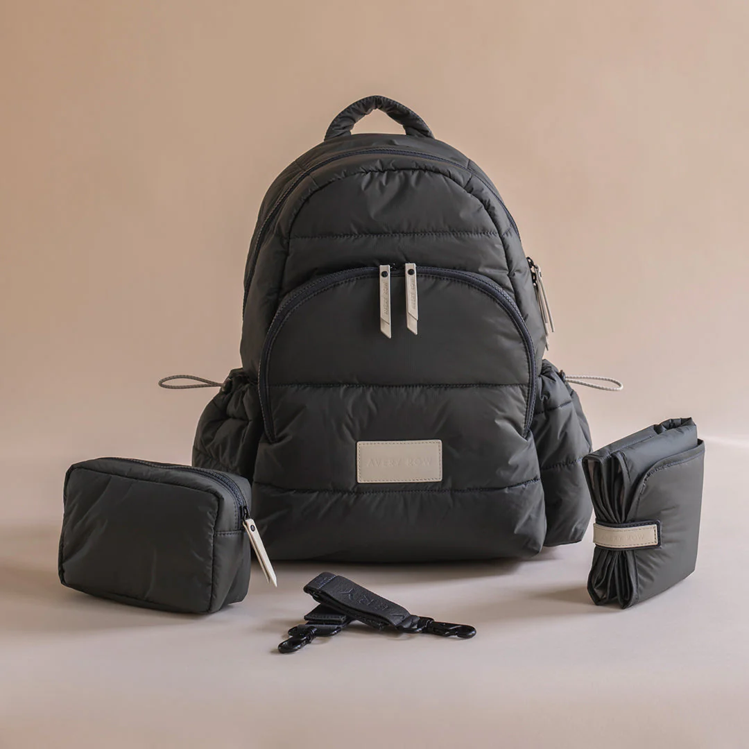 Baby Changing Backpack with Stroller Clips, Mat + Pouch (Soft Black) - Image 2