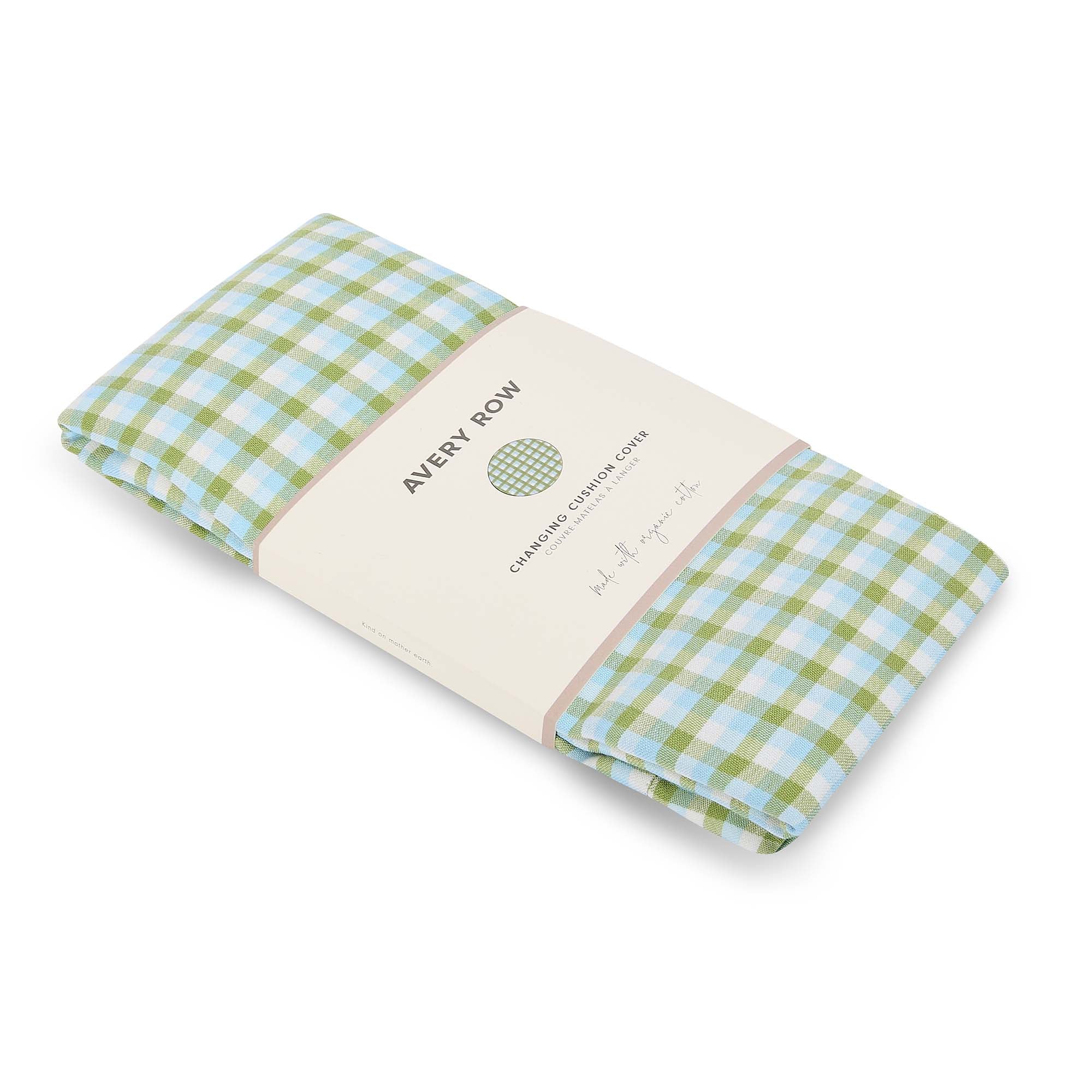 Organic Cotton Baby Changing Mat Cover (Greenhouse Gingham) - Image 2
