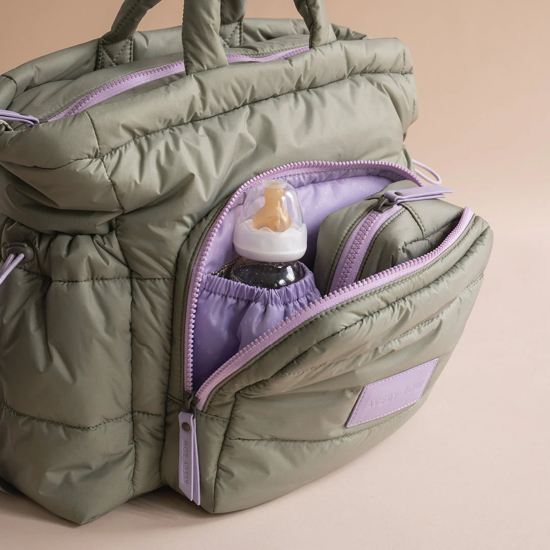 Baby Changing Tote Bag with Stroller Clips, Mat + Pouch (Olive) - Image 4