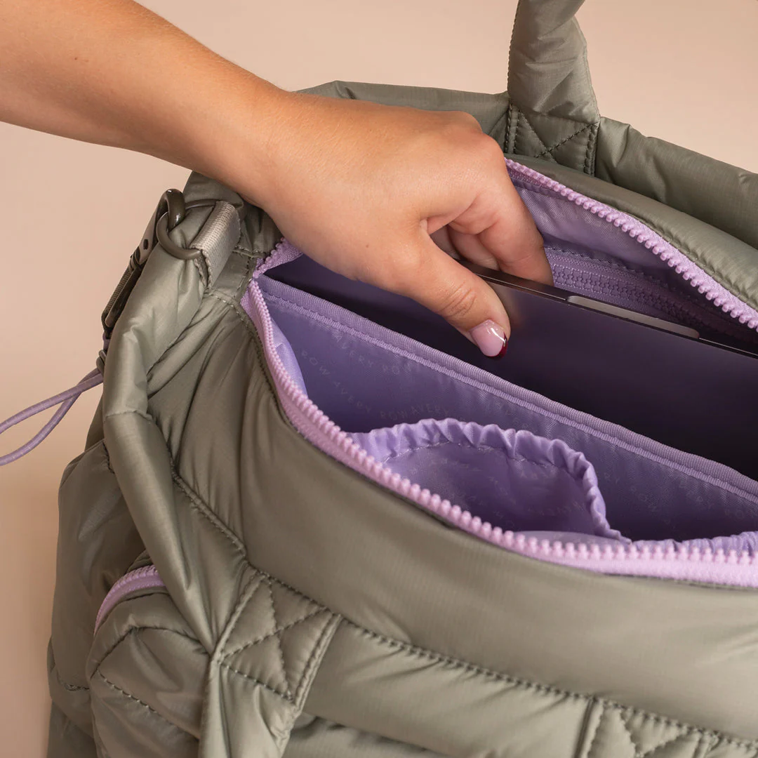 Baby Changing Tote Bag with Stroller Clips, Mat + Pouch (Olive) - Image 5