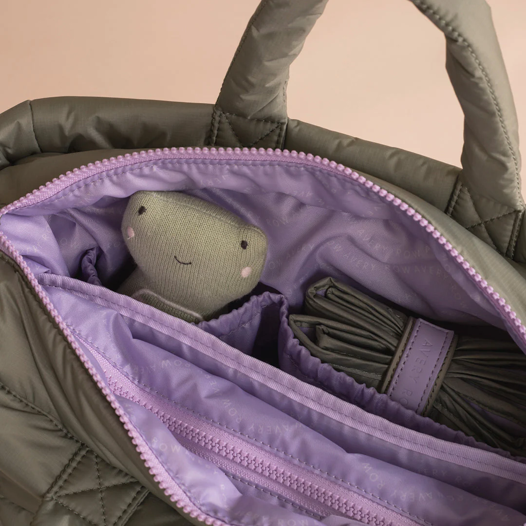 Baby Changing Tote Bag with Stroller Clips, Mat + Pouch (Olive) - Image 7