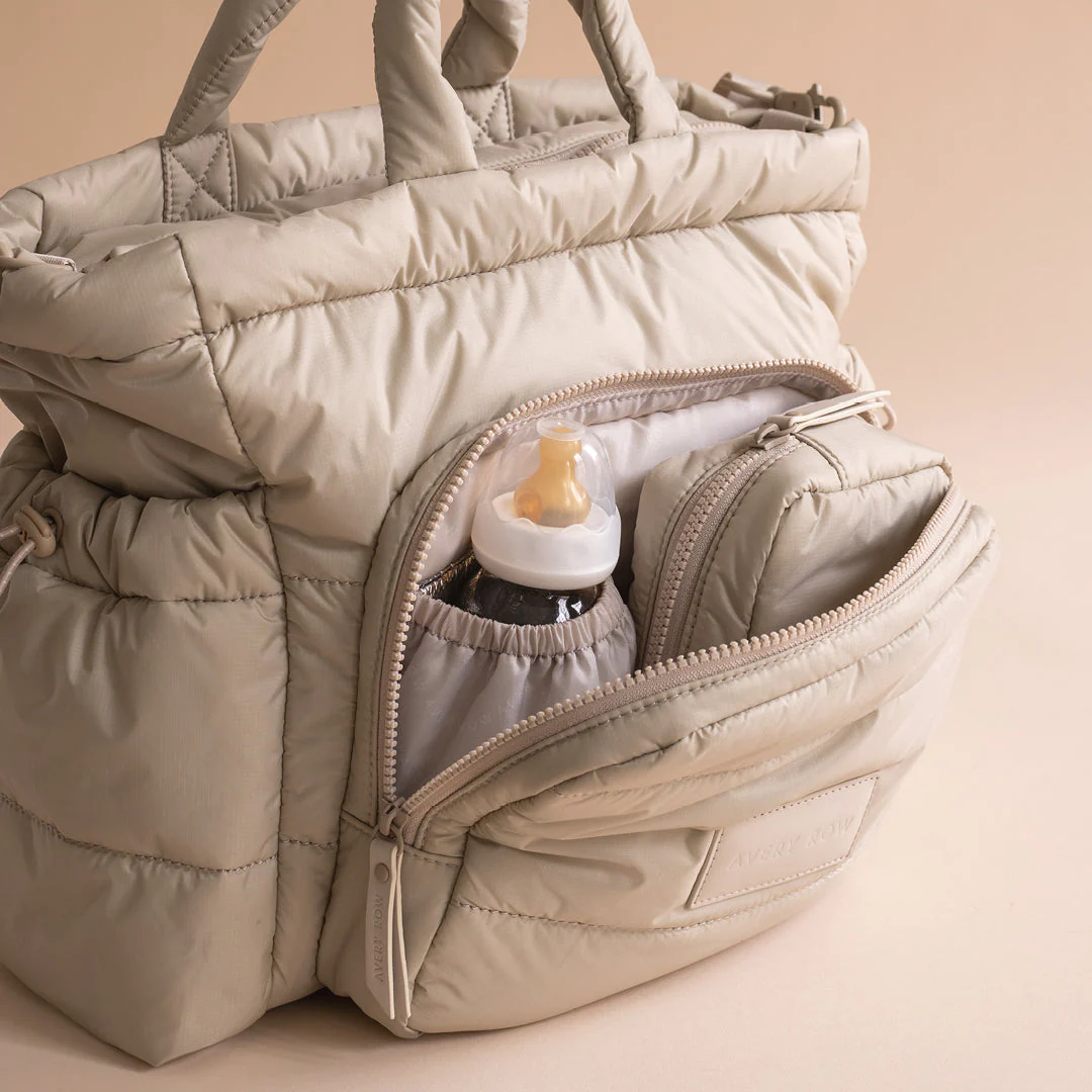Baby Changing Tote Bag with Stroller Clips, Mat + Pouch (Oyster) - Image 4