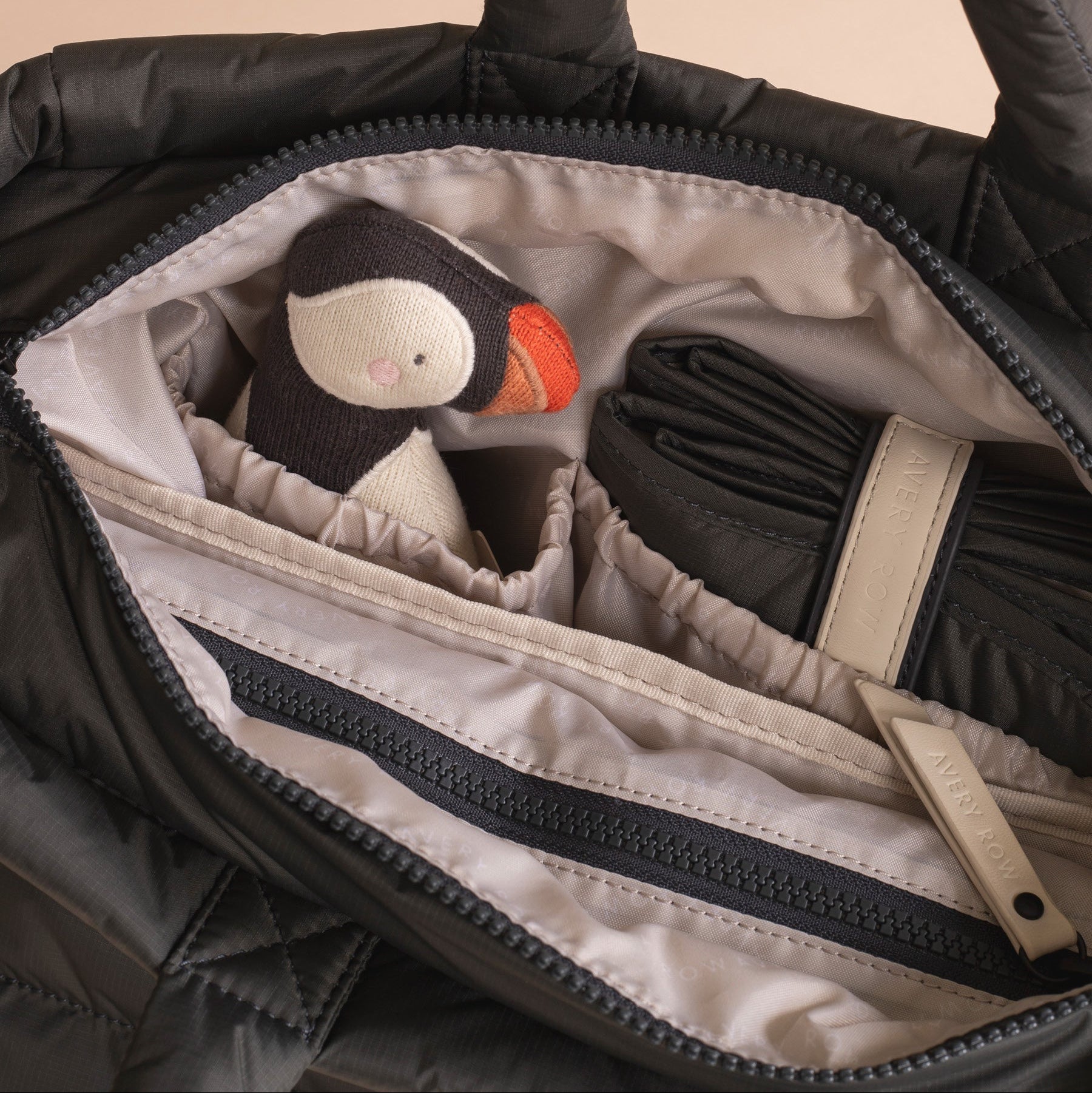 Baby Changing Tote Bag with Stroller Clips, Mat + Pouch (Soft Black) - Image 8