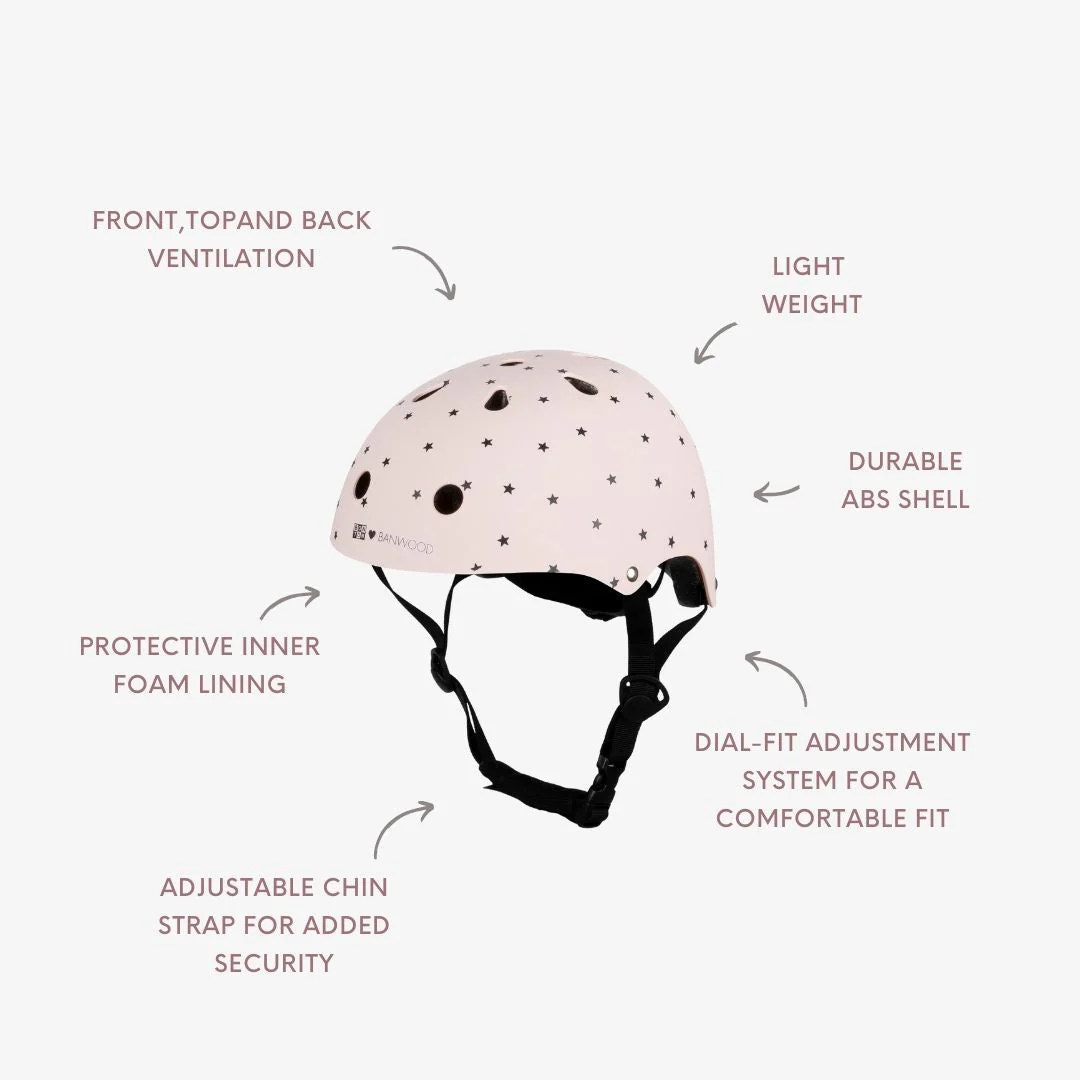 Banwood x Bonton Star Print Classic Bike Helmet (Matte Pink) - Image 2