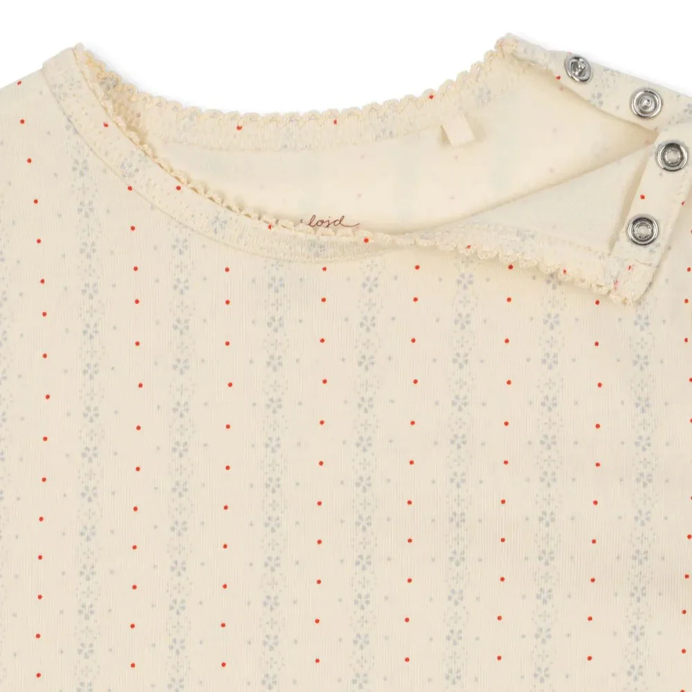 Basic Cotton Dot Flower Onesie Romper (Fete De Fleur) - Image 2