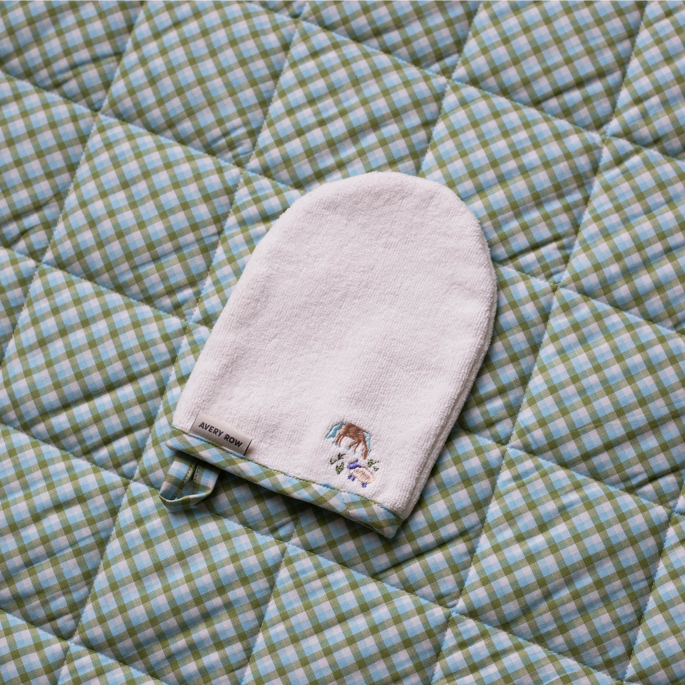 Little Farm Print Organic Cotton Bath Mitt