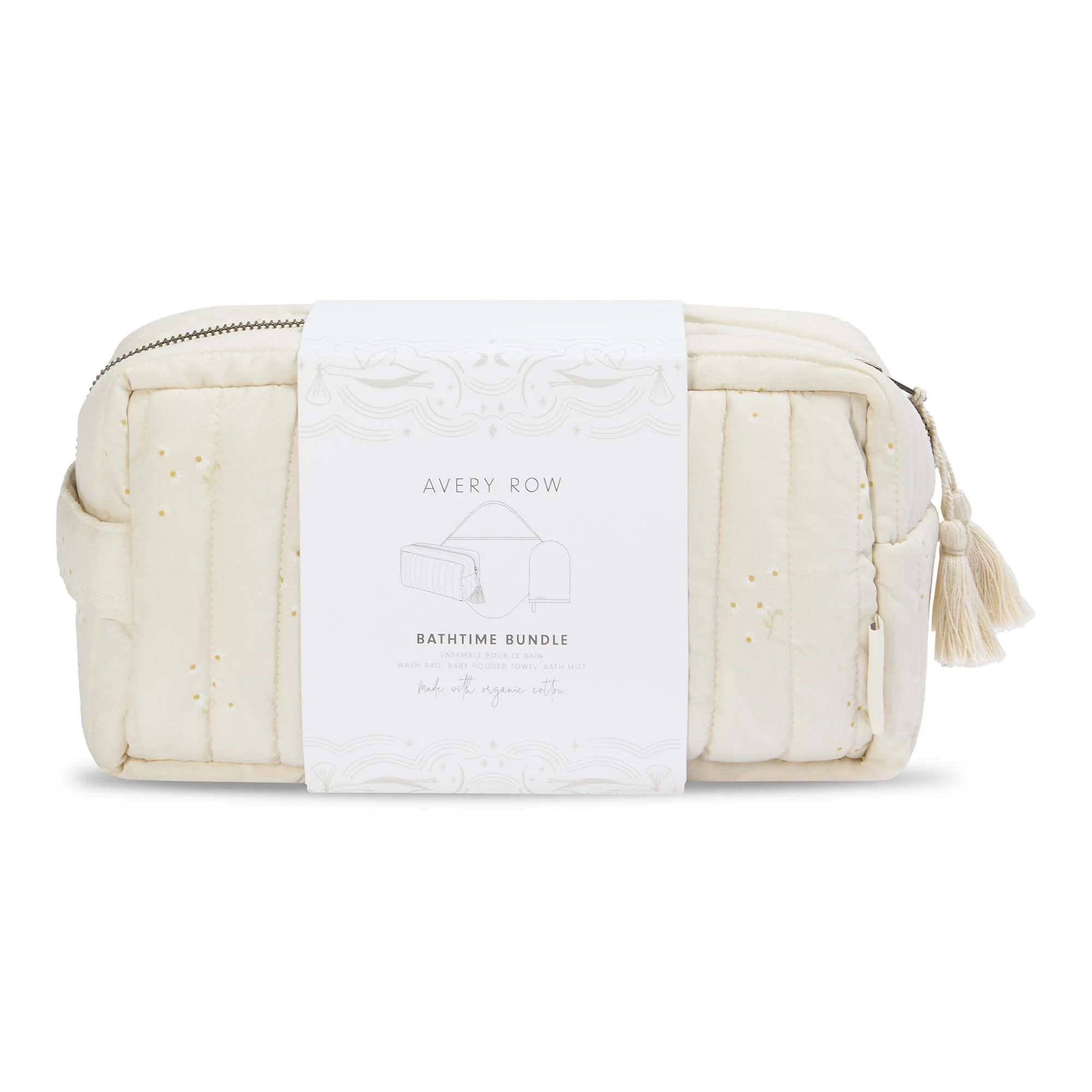 Bath time 3 Piece Towel, Washcloth + Washbag Baby Gift Set (Chamomile) - Image 2