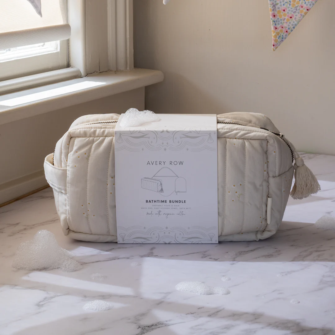 Bath time 3 Piece Towel, Washcloth + Washbag Baby Gift Set (Chamomile) - Image 3