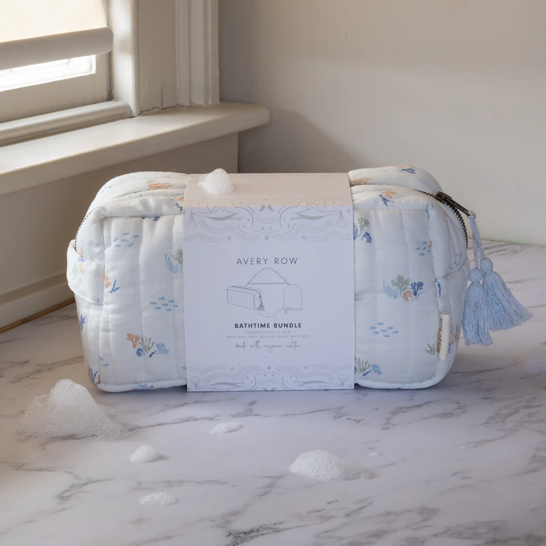 Bath time 3 Piece Towel, Washcloth + Washbag Baby Gift Set (Coastline) - Image 3