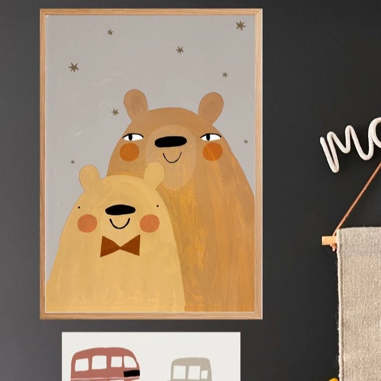 'Bear Hugs' Hand Painted Art Print