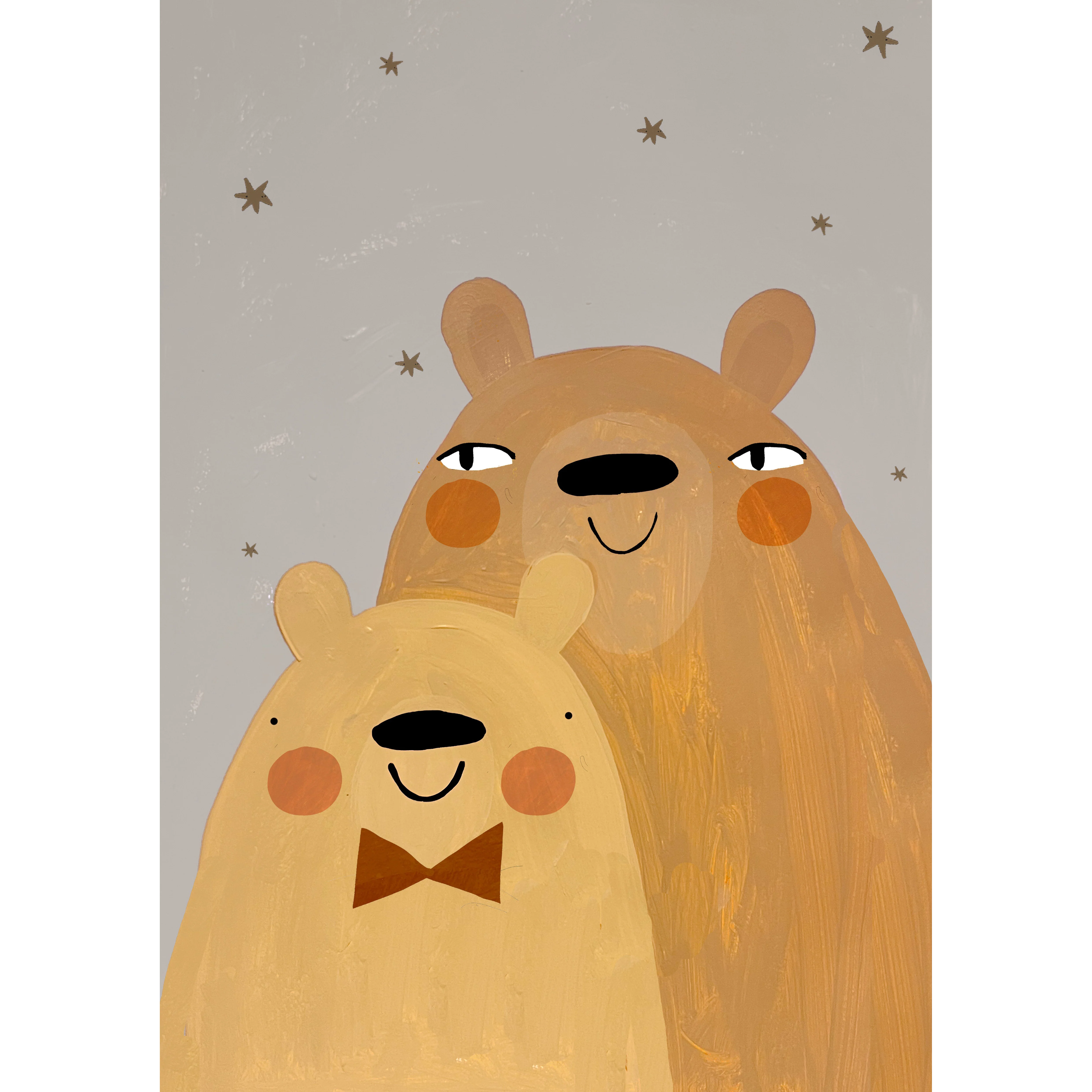 'Bear Hugs' Hand Painted Art Print - Image 2