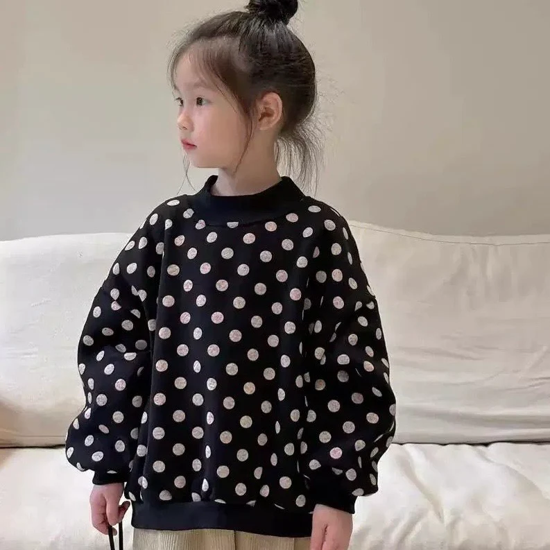 Bilbo Black Polka Dot Oversized Funnel Neck Sweatshirt