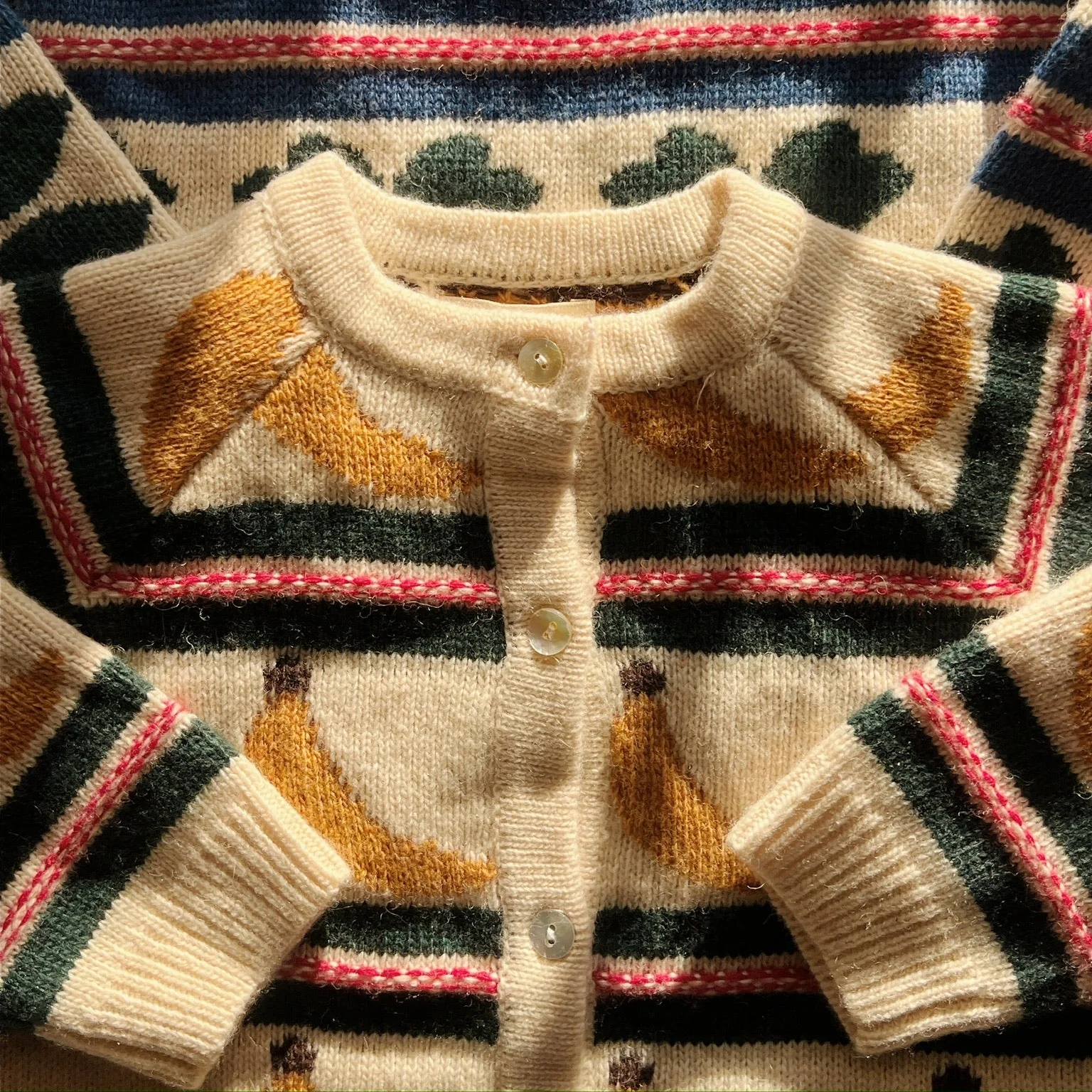 Billi Banana Print Wool Blend Cardigan - Image 2