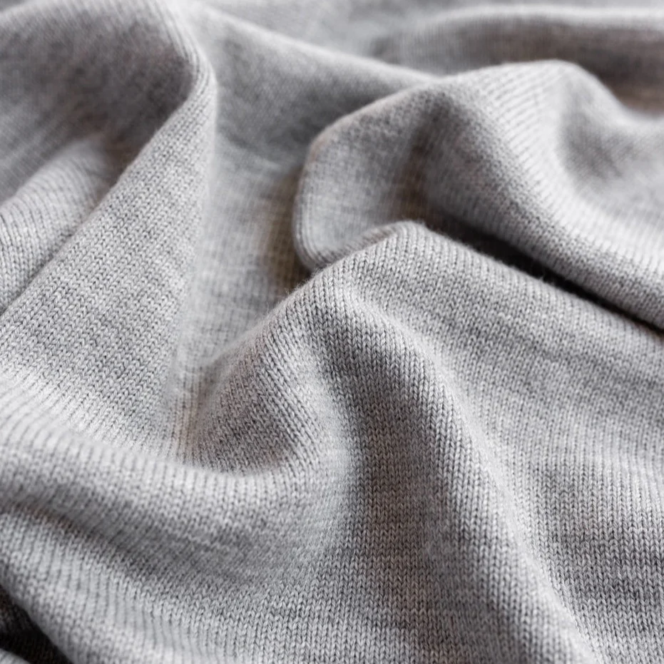 Didi Merino Wool Jersey Knit Baby Blanket (Grey) - Image 4