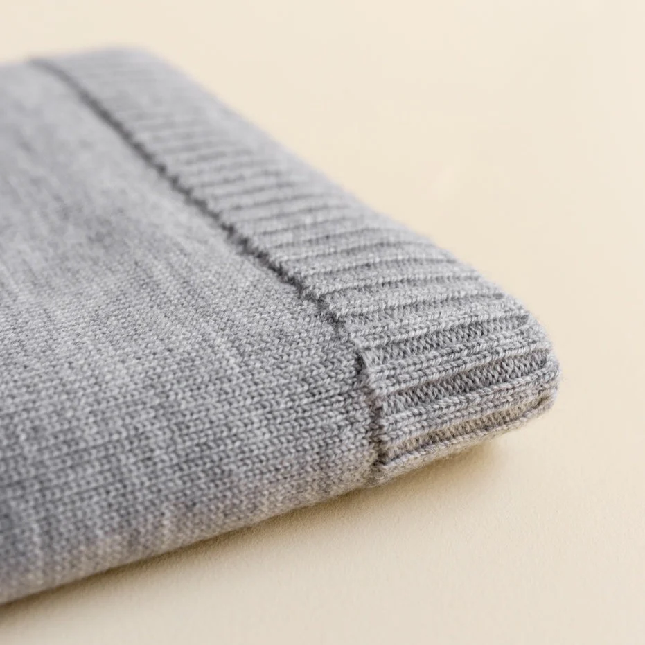 Didi Merino Wool Jersey Knit Baby Blanket (Grey) - Image 5