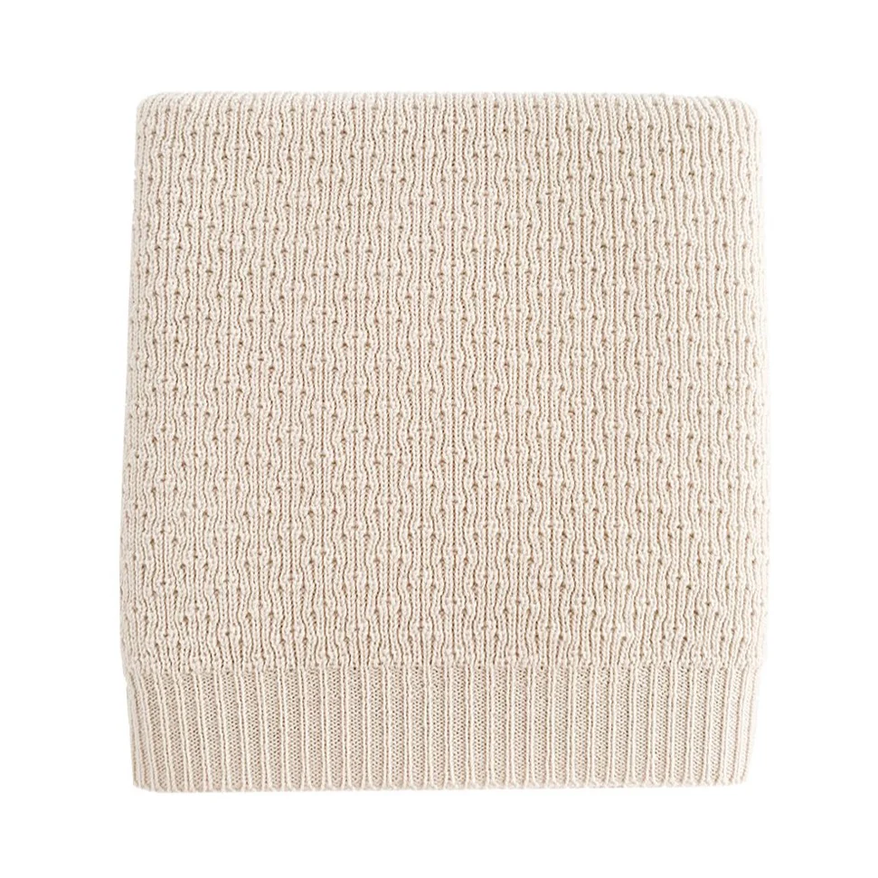 Dora Merino Wool Winter Knit Baby Blanket (Off White) - Image 4